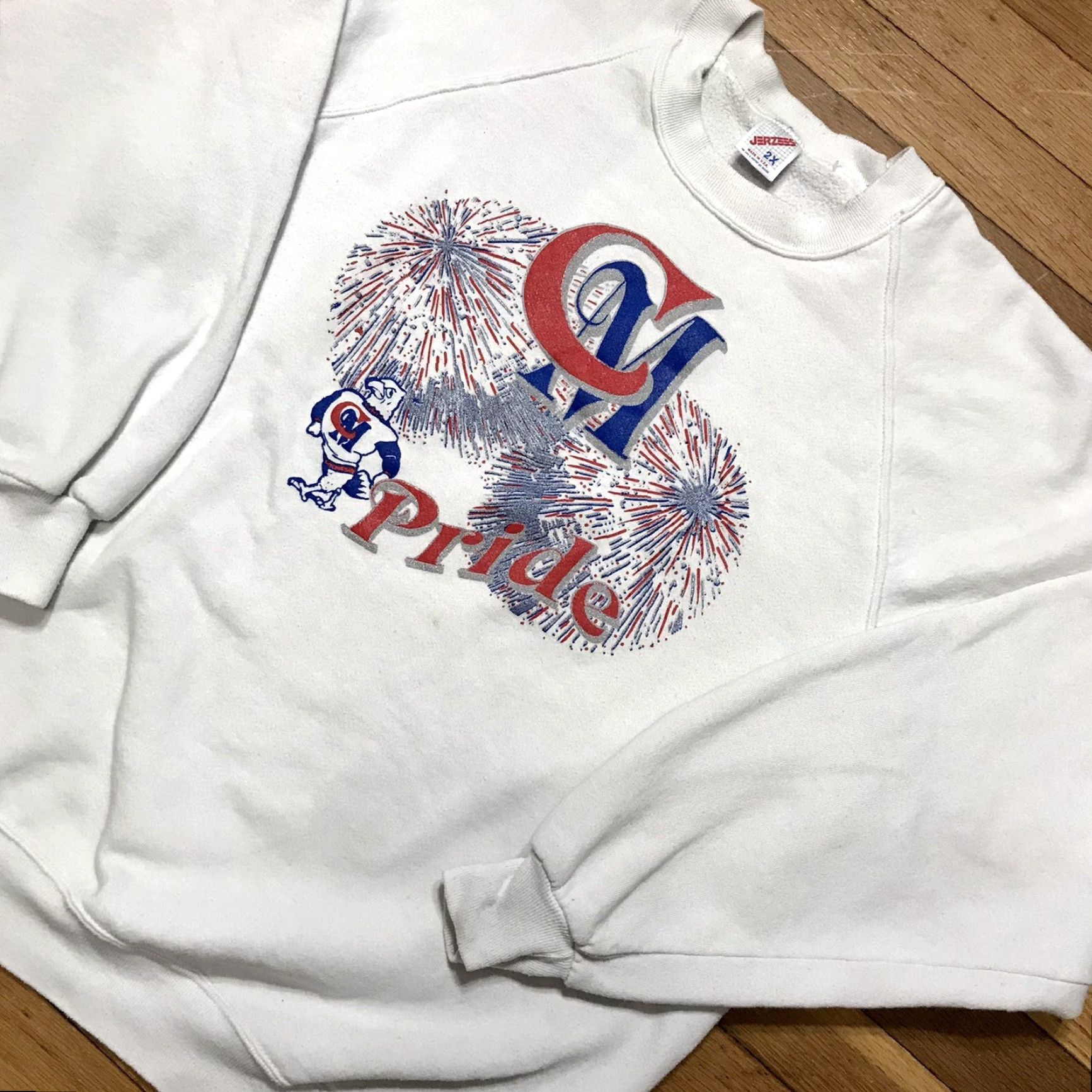 Jerzees VINTAGE Jerzees CM Pride Eagle Patriotic White Crewneck Sweatshirt Men 2XL Size US XXL / EU 58 / 5 - 2 Thumbnail