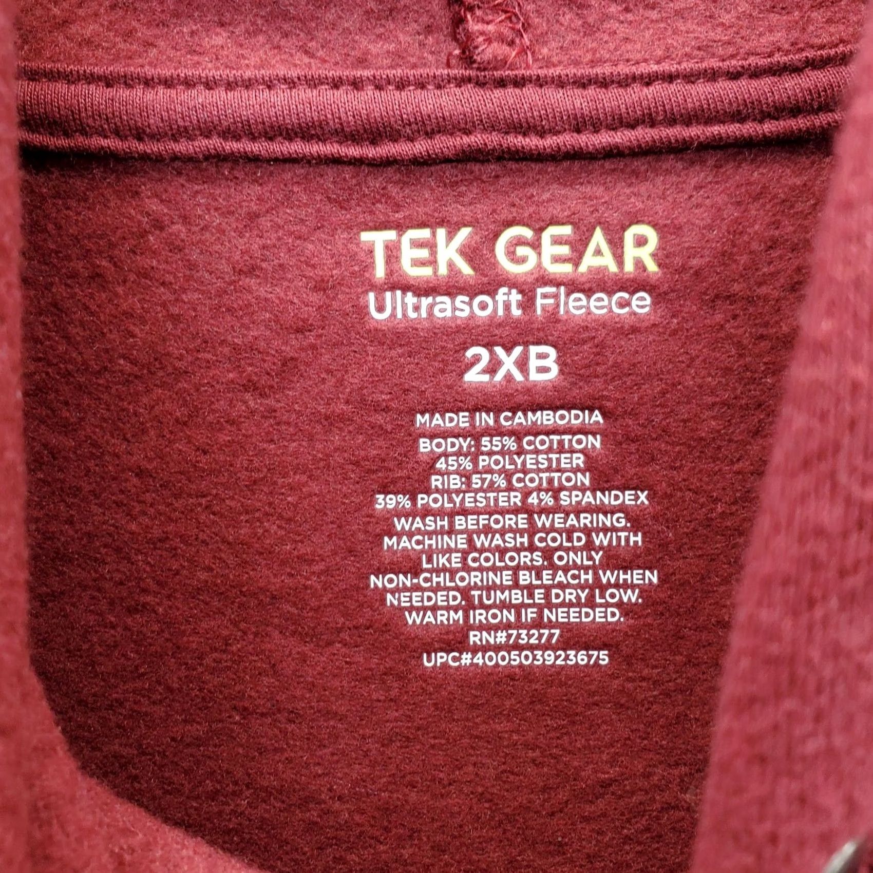 Tek Gear Tek Gear Hoodie Men 2XB Dark Red Ultrasoft Fleece Lined Kangaroo Pocket Rib Cuff Pullover Shirt Mens Size 2XB Red Size US XXL / EU 58 / 5 - 4 Thumbnail