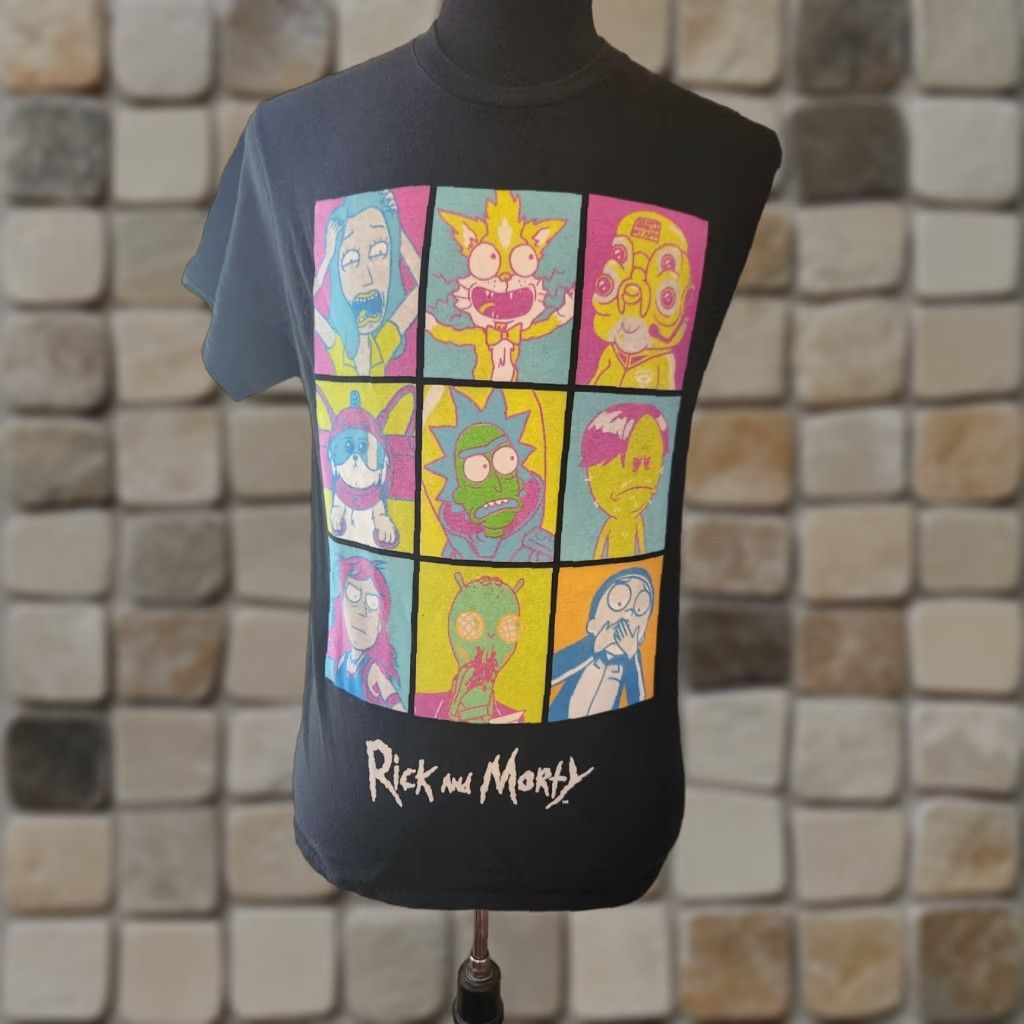 Pinko Rick and Morty Windowpane Tee T-Shirt Mens Size Medium Black Neon Pink Size US M / EU 48-50 / 2 - 1 Thumbnail