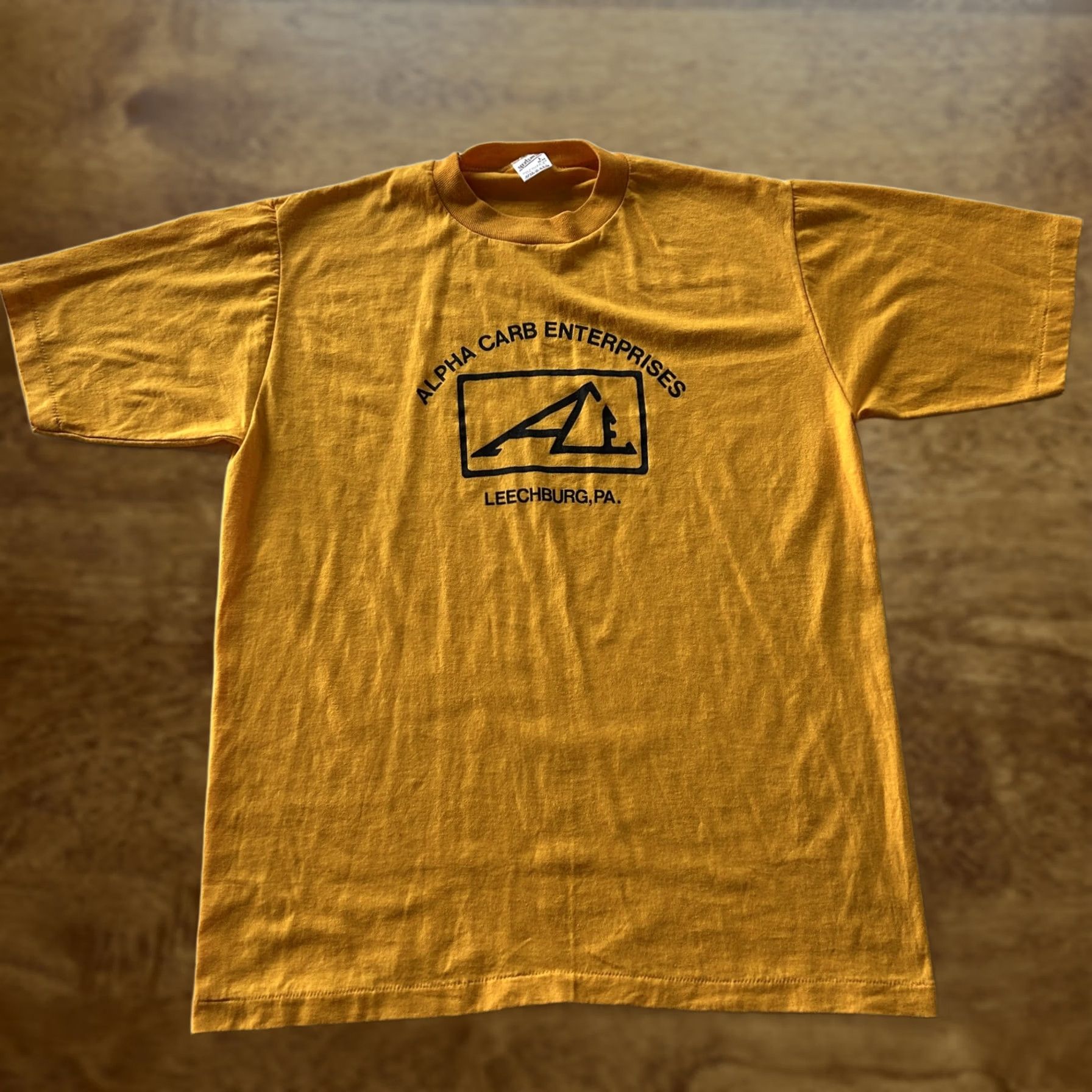 Vintage VINTAGE Sportswear Shirt Adult Large Yellow Workwear Tee Mens Graphic Print AE Logo 50/50 Cotton Polyester Crew Neck Short Sleeve Summer USA Size US L / EU 52-54 / 3 - 1 Thumbnail