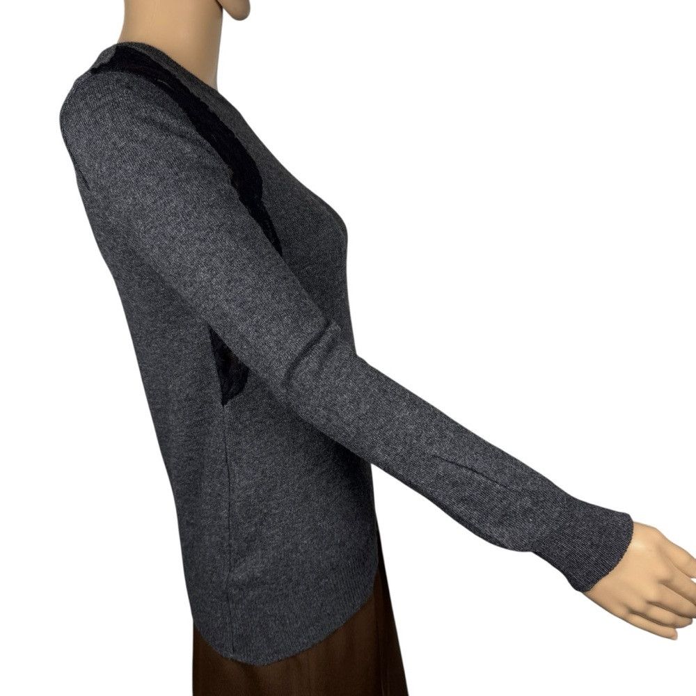 Zara NWT New Zara Knit Grey With Black Lace Angora Blend Sweater Size M / US 6-8 / IT 42-44 - 2 Thumbnail
