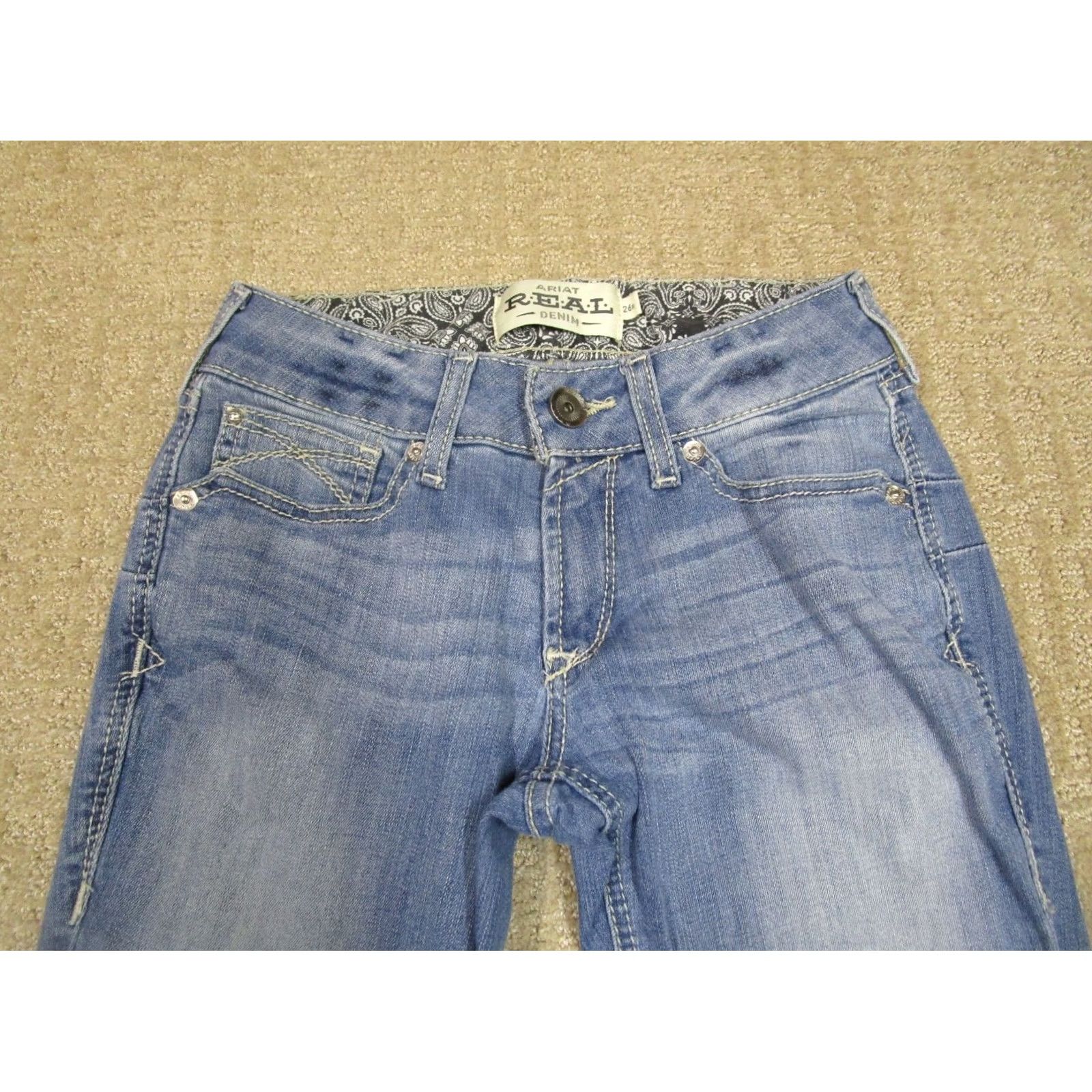 Ariat Ariat Jeans Women 26 Light Blue Low Rise Flared 5-Pocket Denim Pants Logo Southwestern Cowboy Medium Womens Size 26" / US 2 / IT 38 - 2 Thumbnail