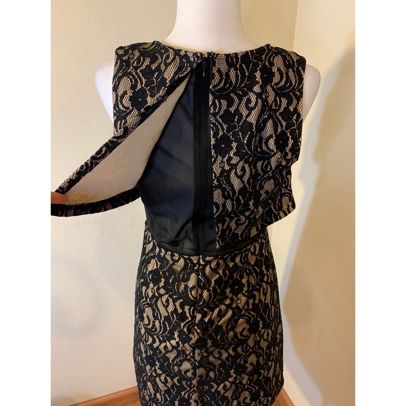 Forever 21 Womens Lace Sheer Midriff Sleeve Dress Black Size L Size L / US 10 / IT 46 - 8 Thumbnail