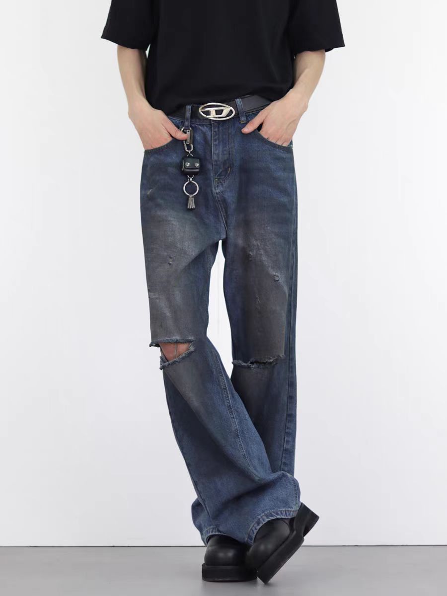 Japanese Brand × Jean Washed and distressed ripped vintage baggy jeans Size US 34 / EU 50 - 4 Thumbnail