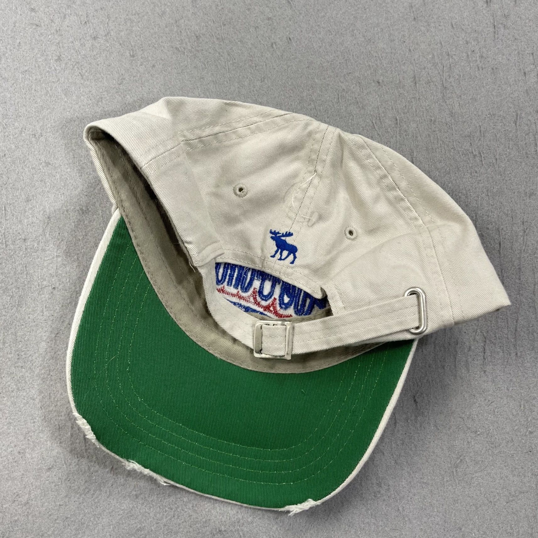 Abercrombie & Fitch VINTAGE Abercrombie & Fitch Hat Adult Beige Script Distressed Dad Cap Logo Y2K Size ONE SIZE - 4 Thumbnail