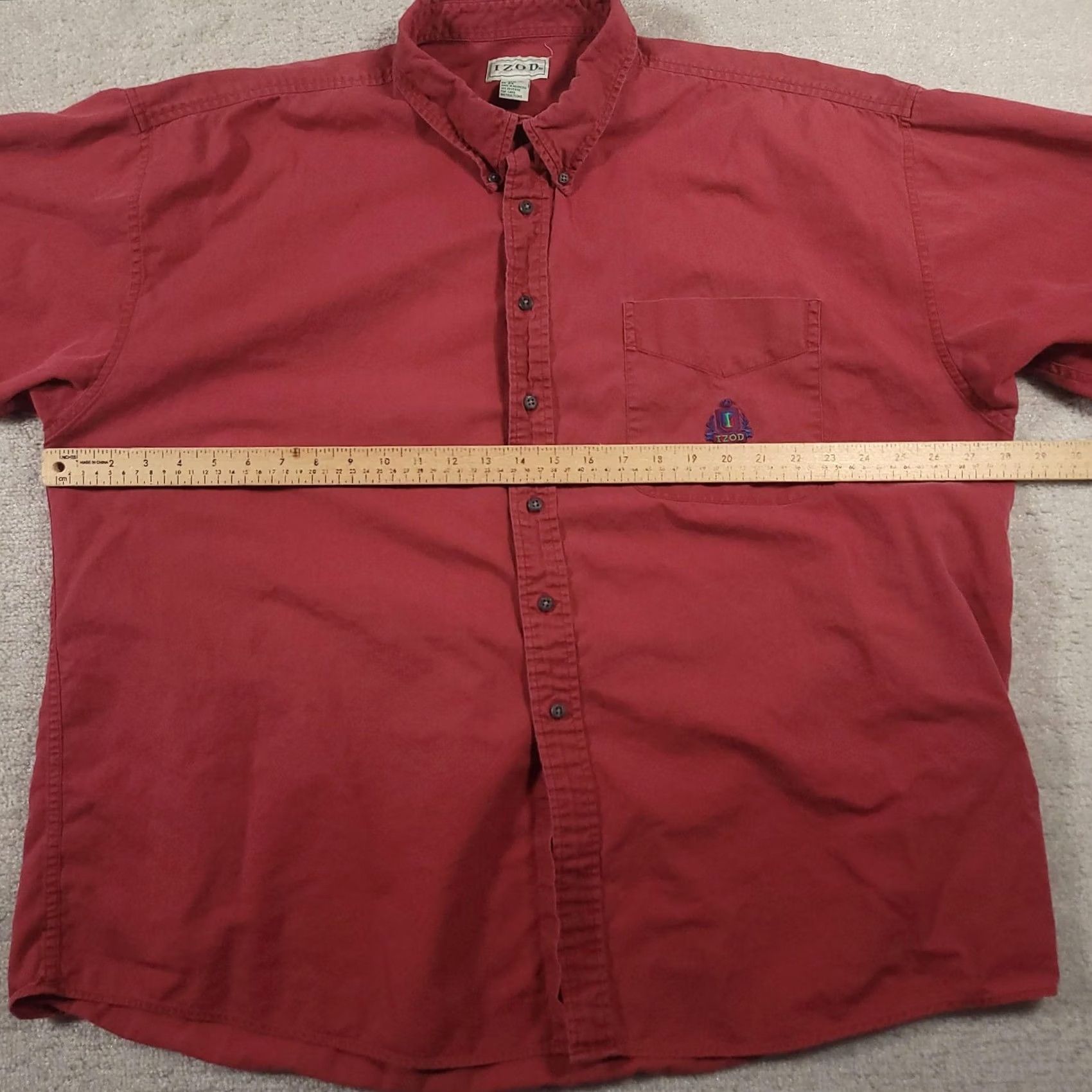Izod VINTAGE Izod Shirt Mens 2X Red Short Sleeve Button Down Crest Logo Pocket Cotton Casual Size US XXL / EU 58 / 5 - 2 Thumbnail