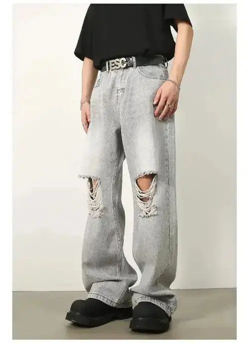 VIBE Baggy Ripped Denim Jeans Size US 31 - 2 Thumbnail