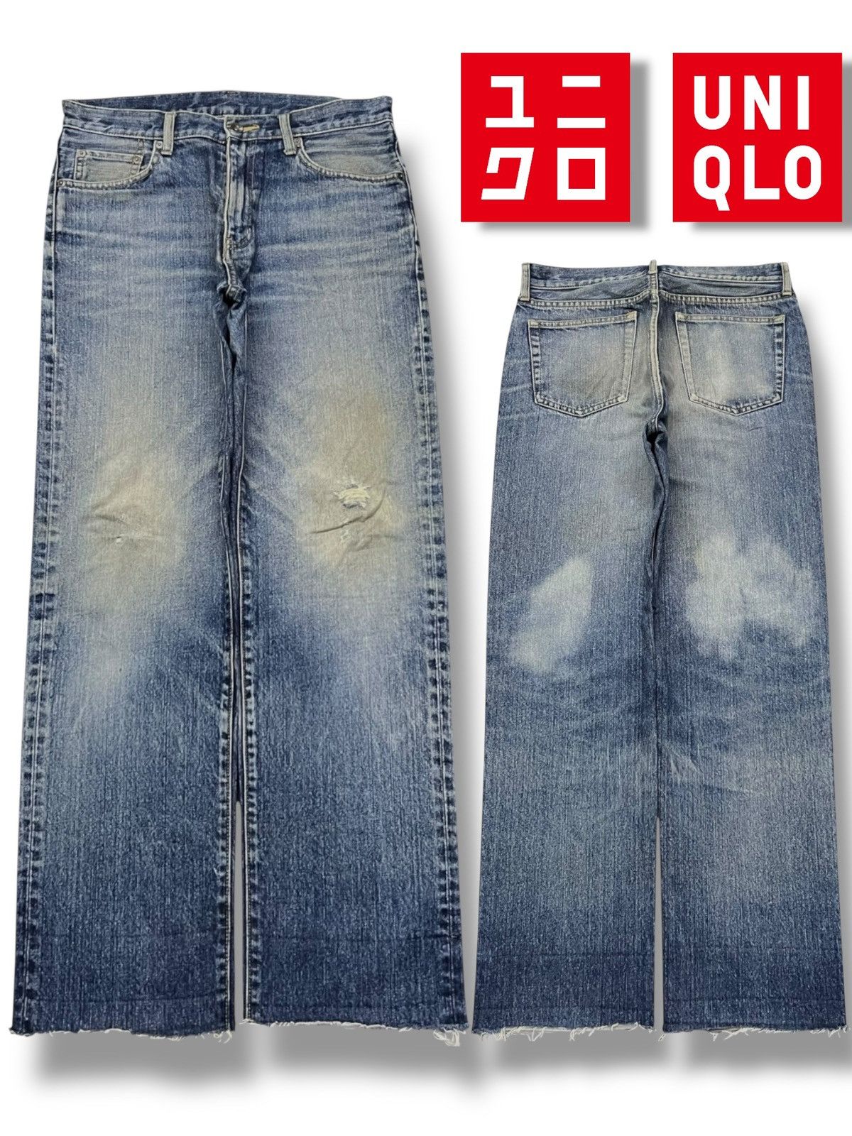 Uniqlo Vintage Uniqlo Japan - Faded, Distressed Denim Size US 31 - 1 Thumbnail