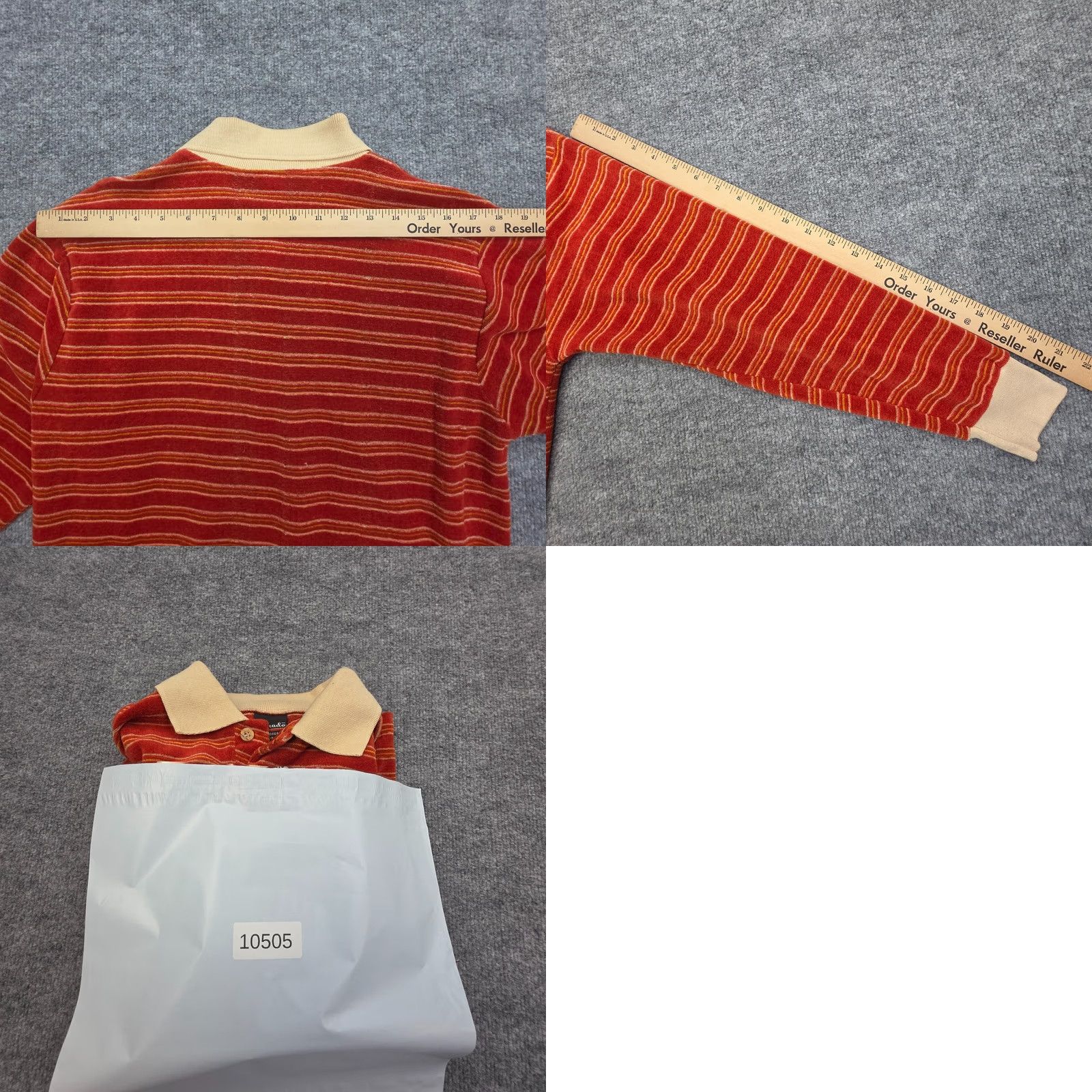 Velour VINTAGE Dorado Shirt Henley Long Sleeve Striped Men's Medium Orange Velour USA Shirt Mens Size US M / EU 48-50 / 2 - 8 Thumbnail