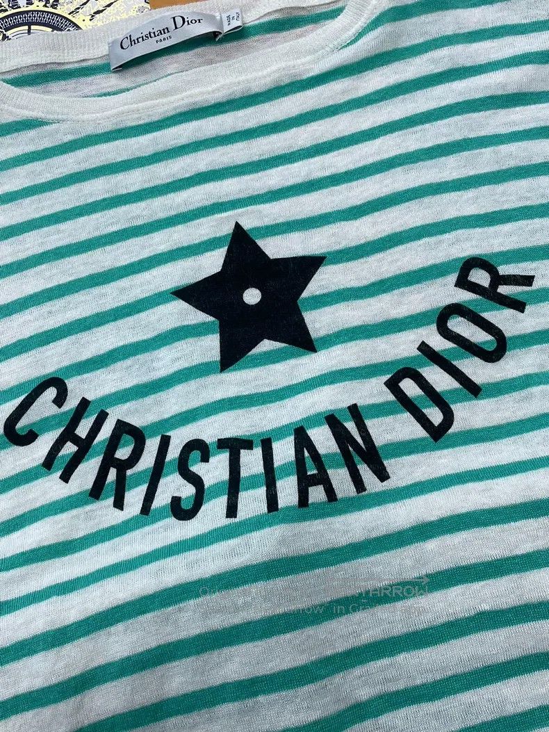 Dior Dior Green and white colour block striped five-pointed sta Size XS / US 0-2 / IT 36-38 - 2 Thumbnail
