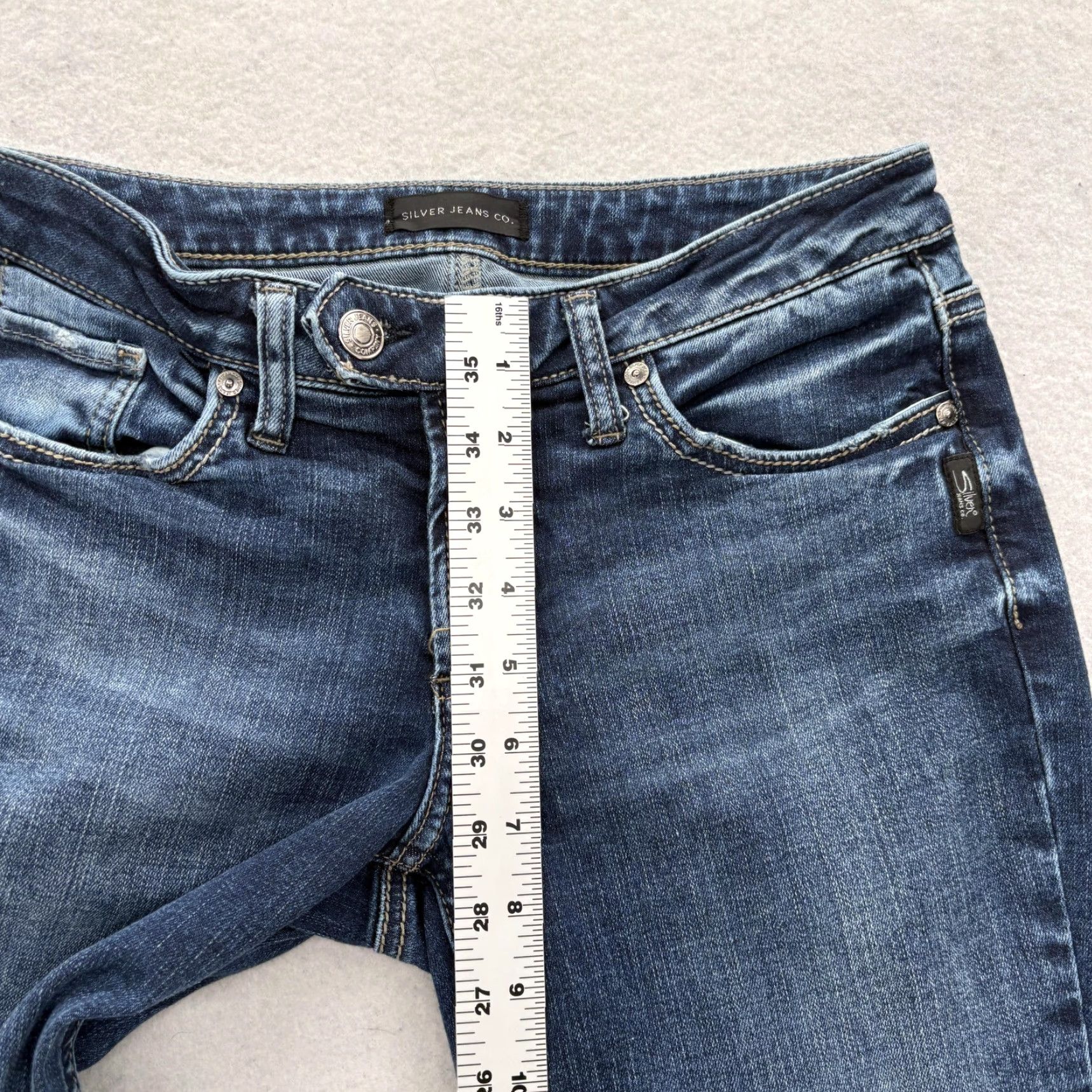 Silver Jeans Co. Silver Jeans Tuesday Slim Boot Womens 27x31 Blue Medium Wash Stretch Low Rise Jeans Size 27" / US 4 / IT 40 - 7 Thumbnail