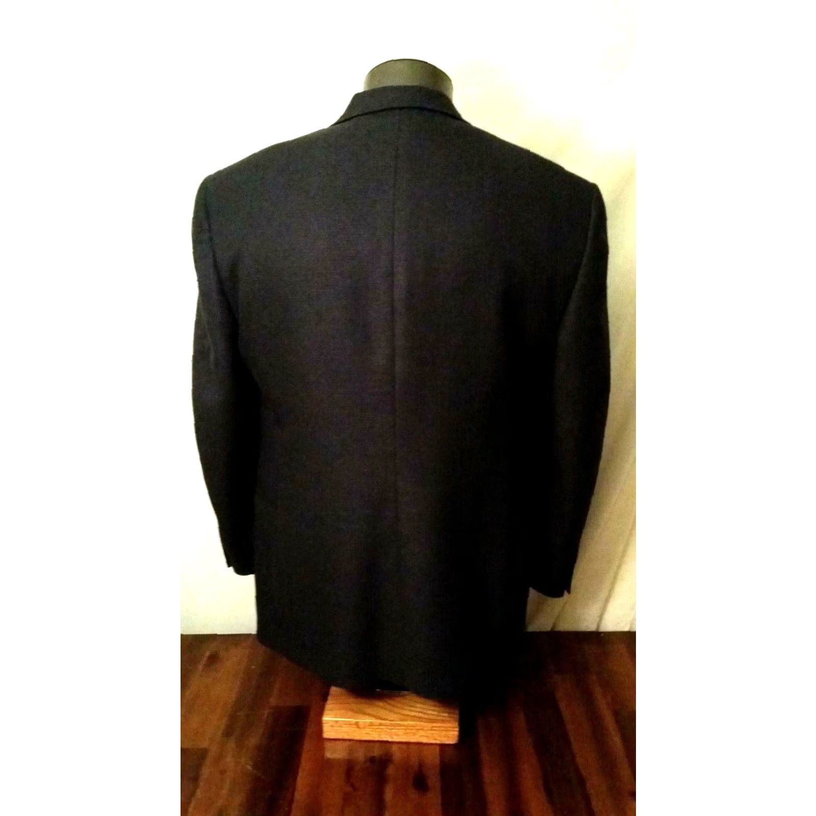 VINTAGE Hart Schaffner Marx Wool Blazer Jacket Men 42R Navy Blue Two Button Solid 90s