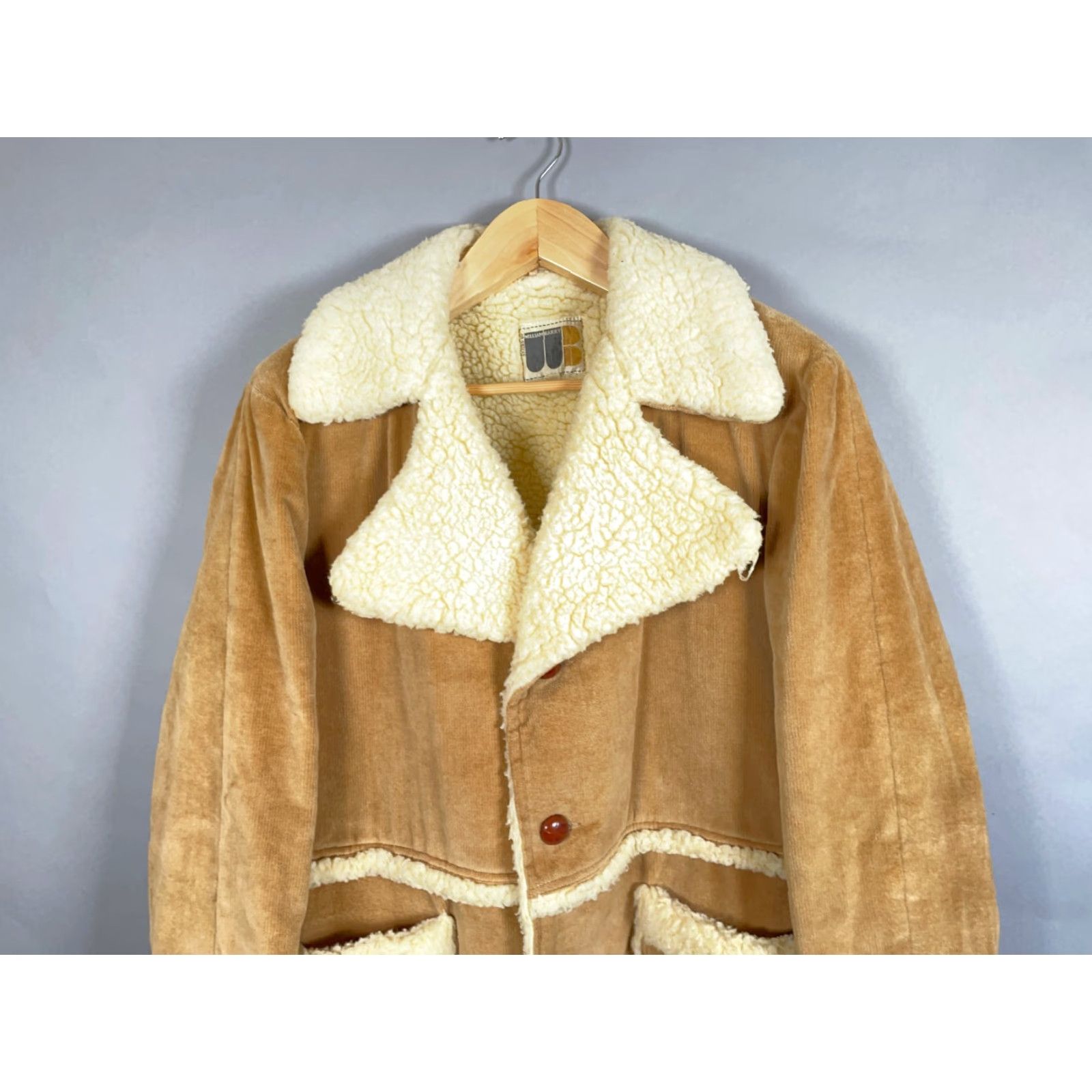 Marlboro VINTAGE William Barry Coat 70s Corduroy Sherpa Rancher Brown 44 Men's Western Style PEA COAT 80s Hipster Retro Lined Pockets Winter Fall Spring Size US S / EU 44-46 / 1 - 3 Thumbnail