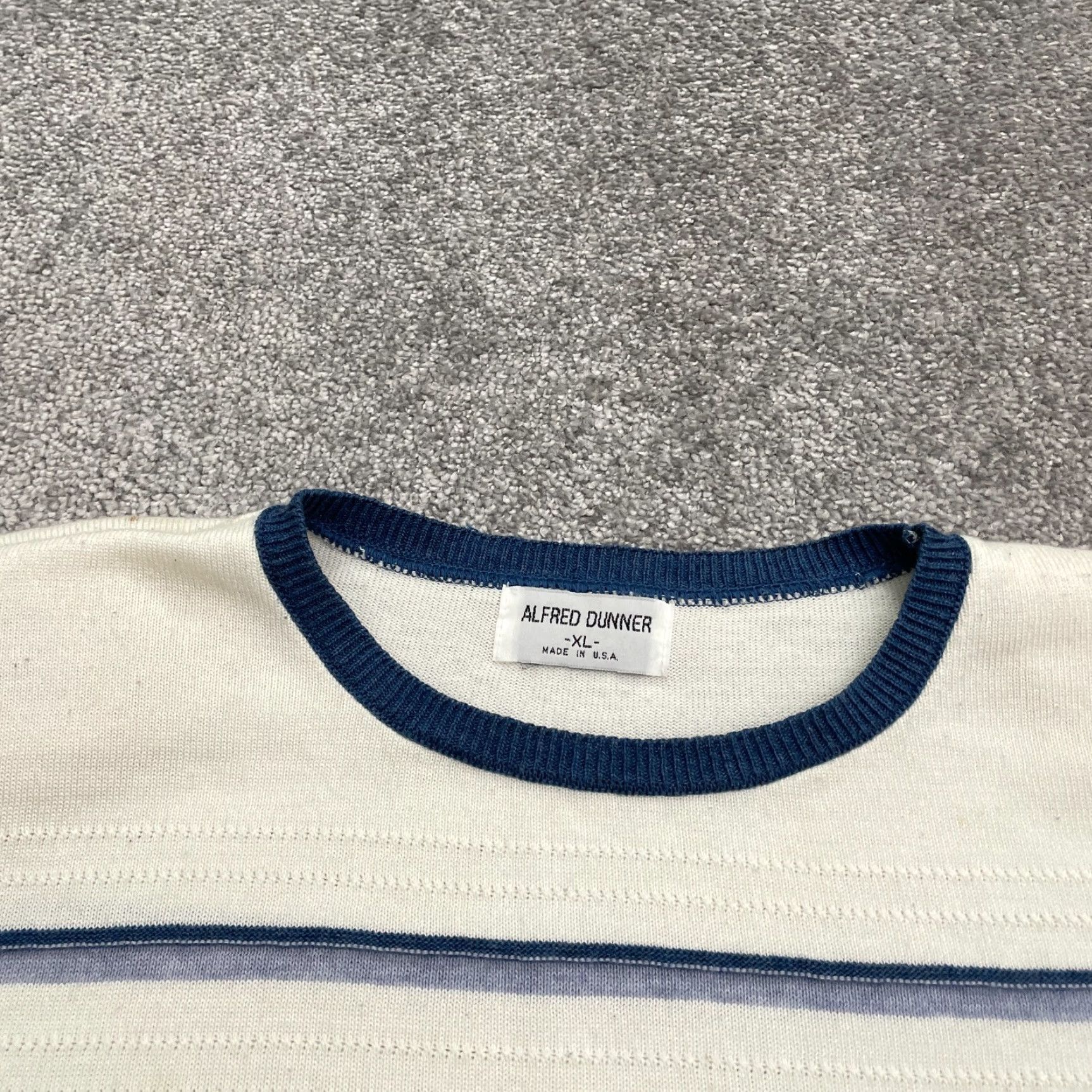 Vintage Alfred Dunner Pullover Sweater Womens XL Blue Striped Casual Crew Neck Size XL / US 12-14 / IT 48-50 - 3 Thumbnail