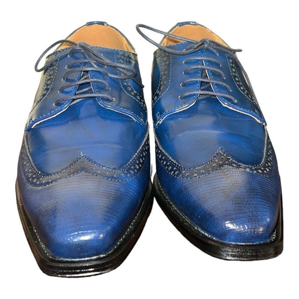 Other Antonio Cerrelli Navy Blue Lizard Print Vegan Leather Size US 10 / EU 43 - 2 Thumbnail