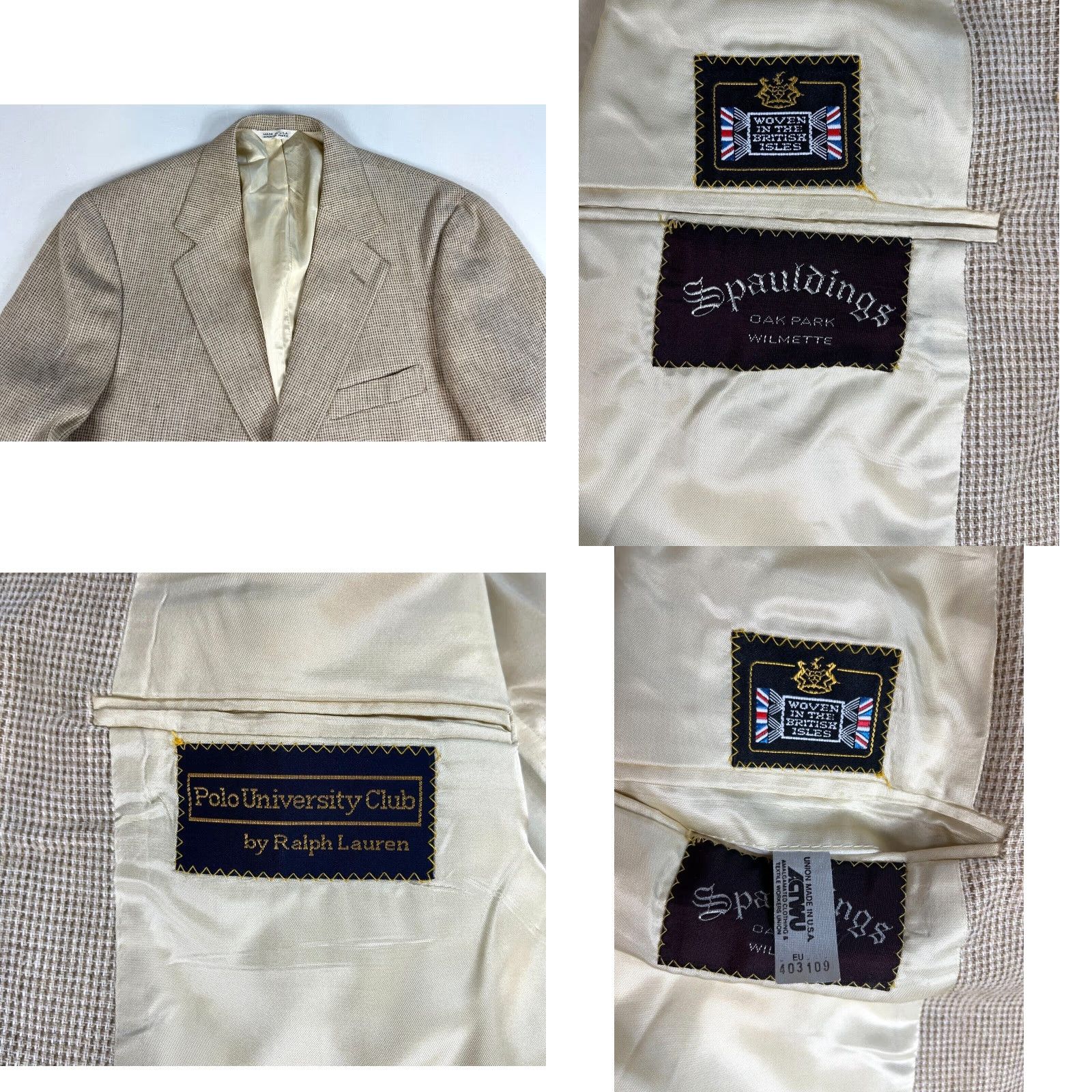 Ralph Lauren VINTAGE Ralph Lauren Polo University Club Blazer Jacket Men Wool Tweed 42 Beige 90s Classic Designer Size US XL / EU 56 / 4 - 8 Thumbnail