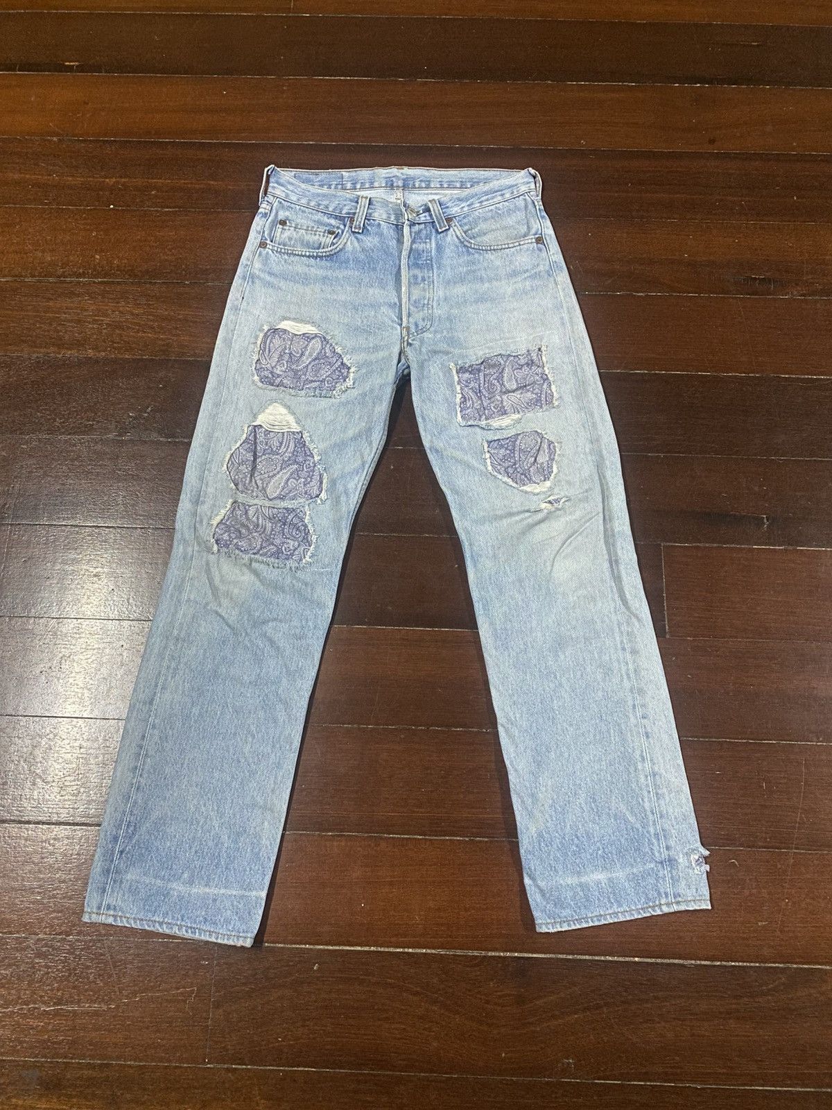 Levi's Vintage 70s 80s Levis 501 distressed rework patch mud wash Size US 30 / EU 46 - 1 Thumbnail