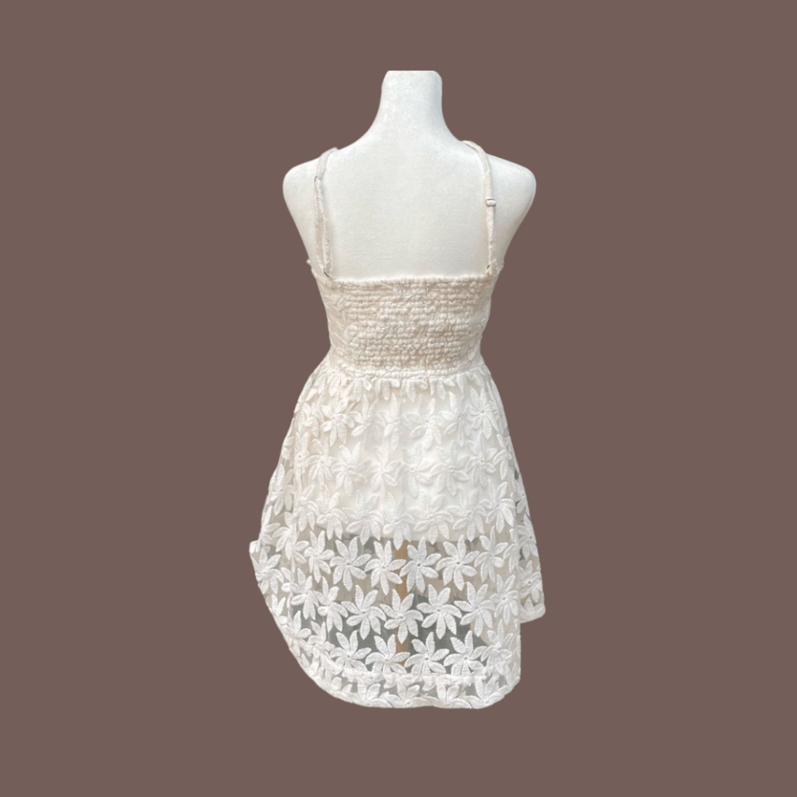 Forever 21 VTG Mini Dress | Forever21 White Embroidered Floral Coquette Size S / US 4 / IT 40 - 2 Thumbnail