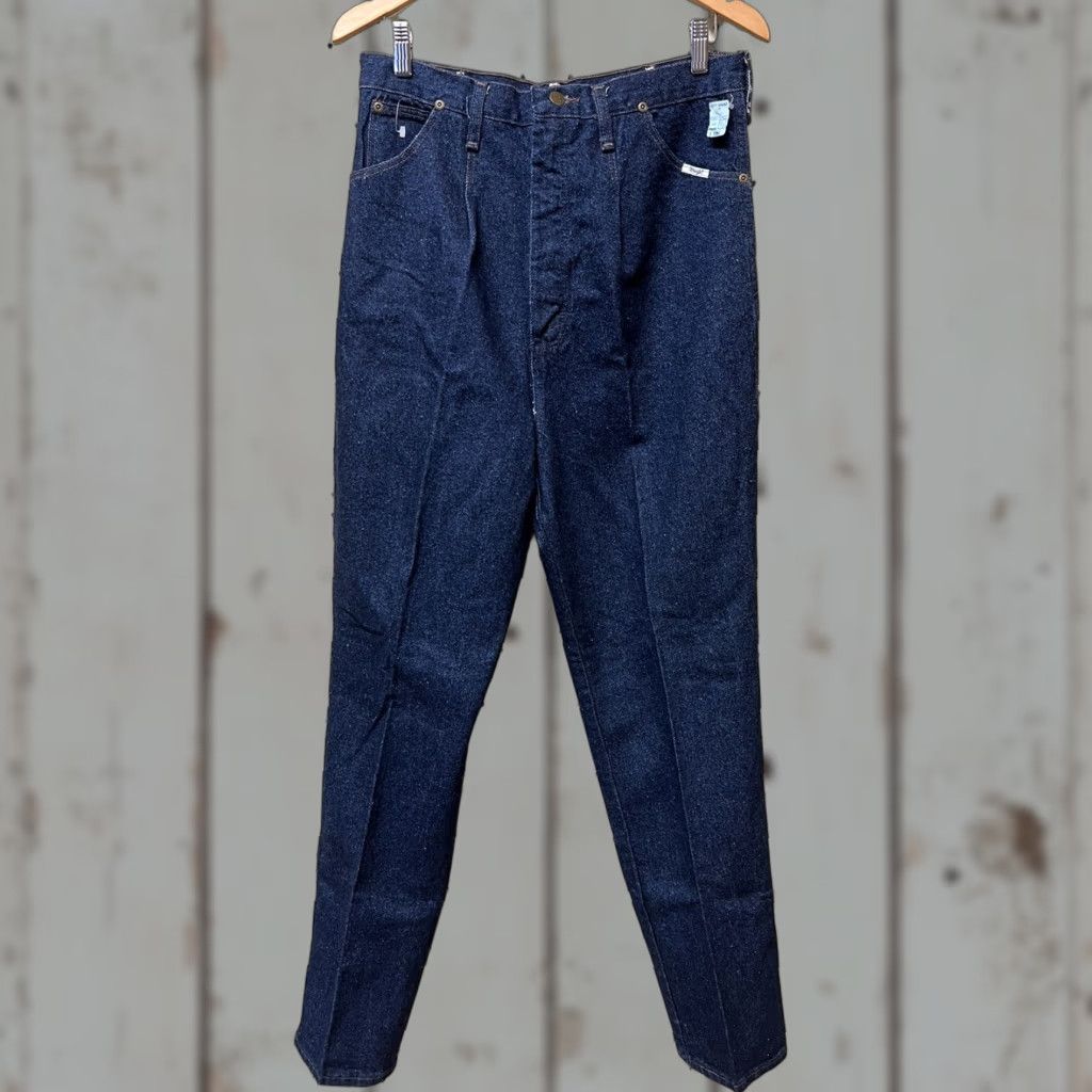 Wrangler VINTAGE Wrangler Riata Dark Wash High Rise Denim Jeans Junior Sz 17 34L Girls Blue 1970s NOS Wrangler Riata High Rise Denim Jeans Size 24" / US 00 / IT 34 - 1 Thumbnail