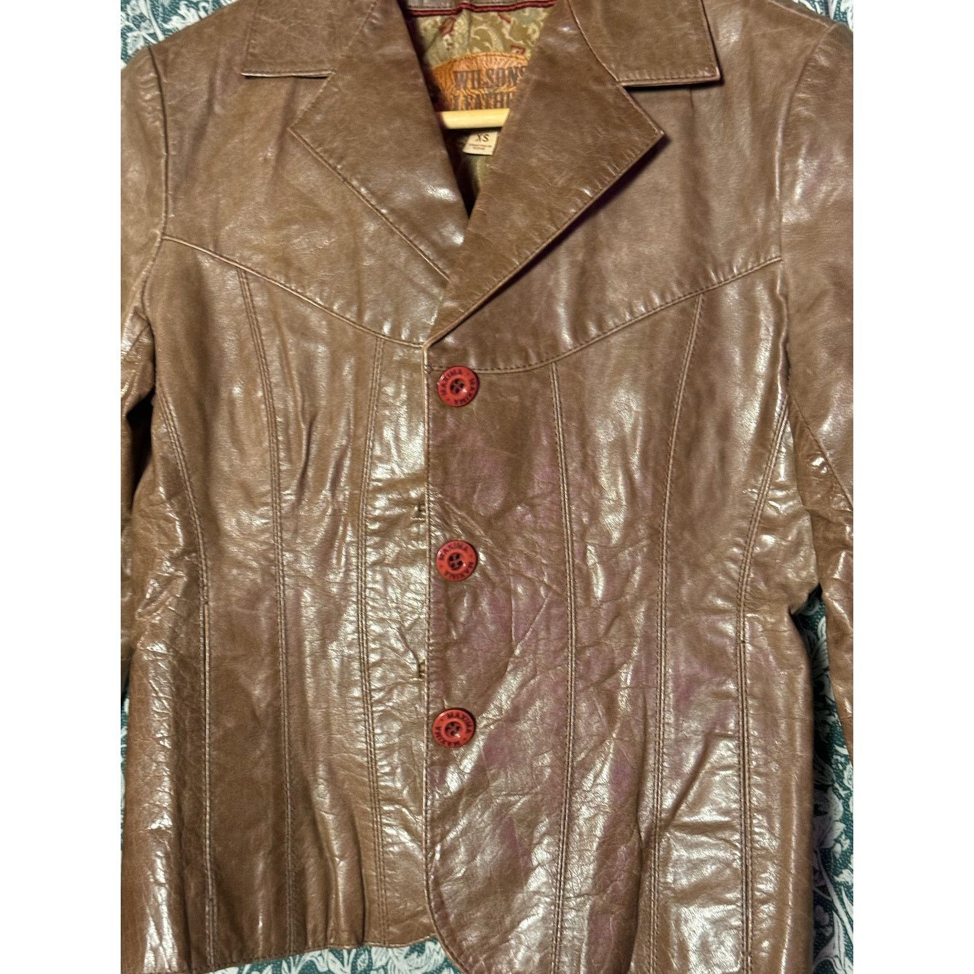 Wilsons Leather Vintage Brown Wilsons 100% Leather Maxima Fitted 90s Y2K 70s Size XS / US 0-2 / IT 36-38 - 3 Thumbnail