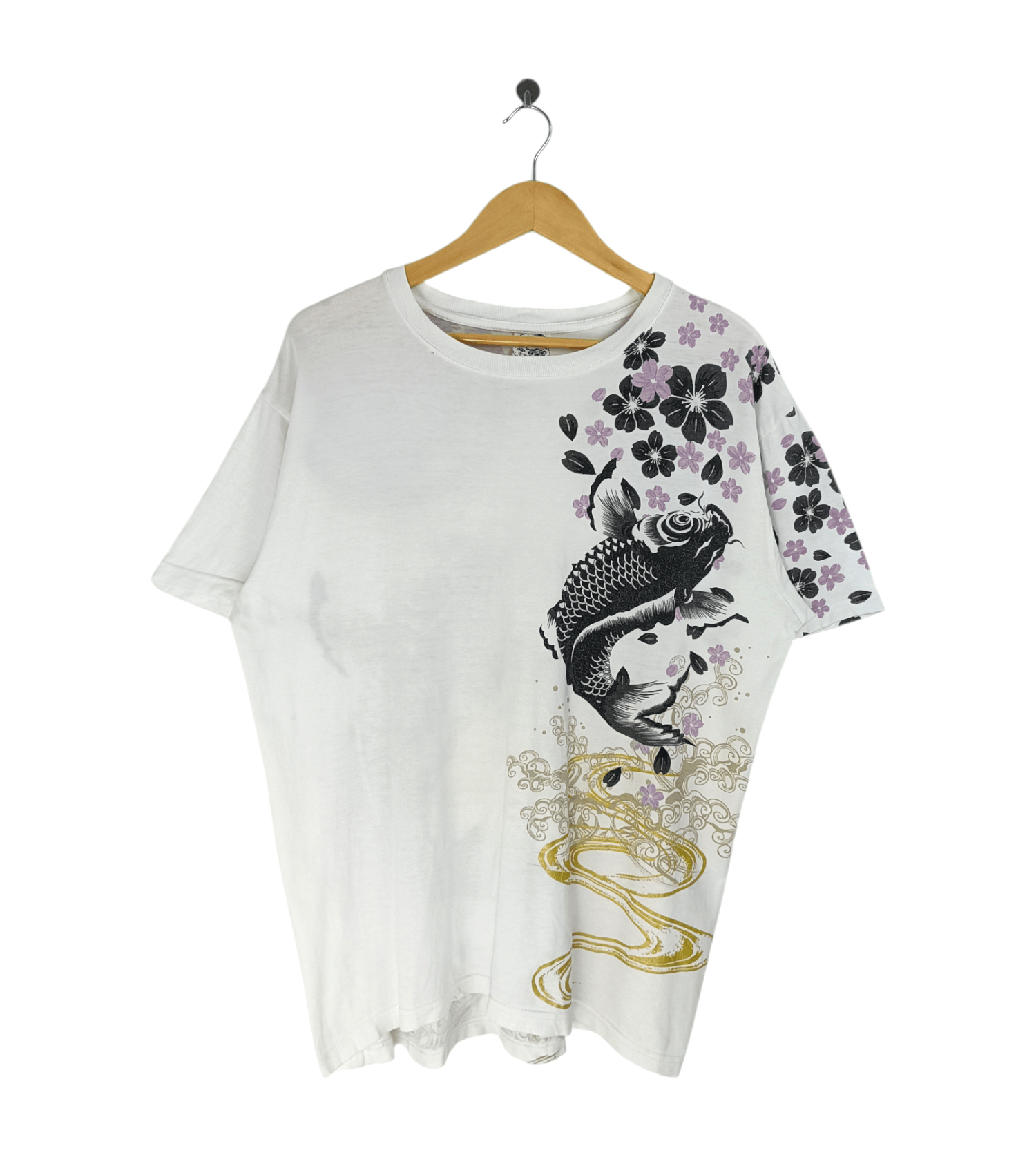 Japanese Brand VINTAGE KOI SUKAJAN FISH DRAGON JAPAN YAKUZA TATOO TEE Size US XL / EU 56 / 4 - 2 Thumbnail