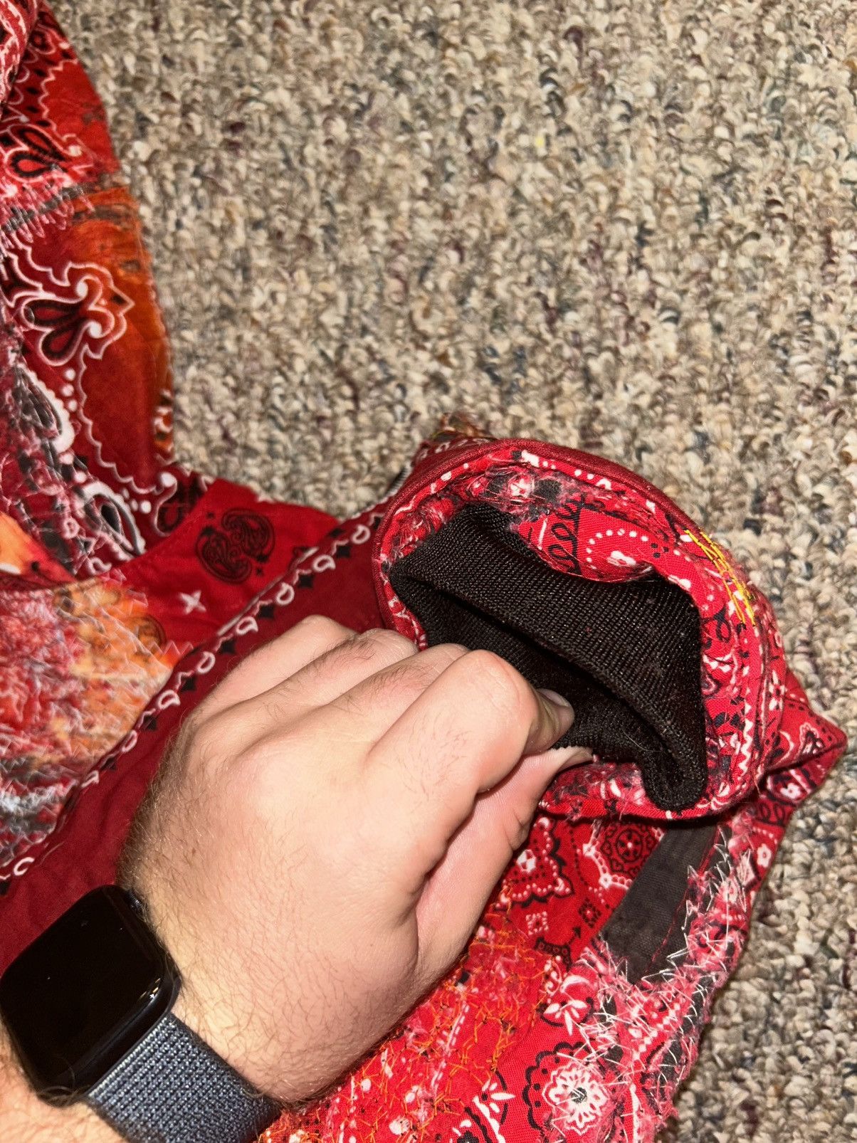 Other 1/1 Your World red bandana distressed repaired work jacket Size US M / EU 48-50 / 2 - 7 Thumbnail