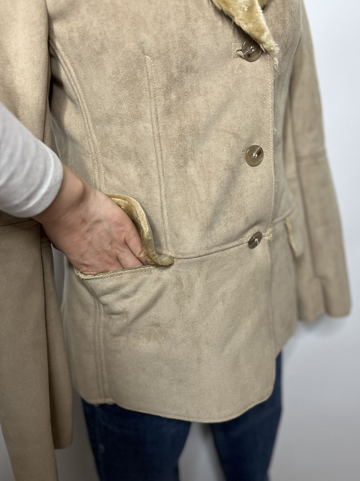 CINQUE Beige women's sheepskin coat artificial soft fur Cinque 36 Size S / US 4 / IT 40 - 5 Thumbnail