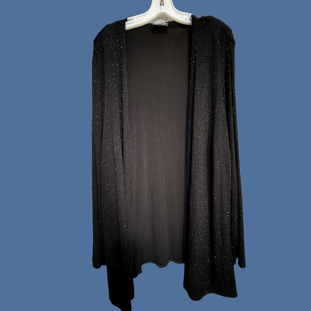 Vintage VINTAGE Cardigan Sweater Womens XL Black Glitter Open Front Knit Evening Longline Duster Size XL / US 12-14 / IT 48-50 - 1 Thumbnail