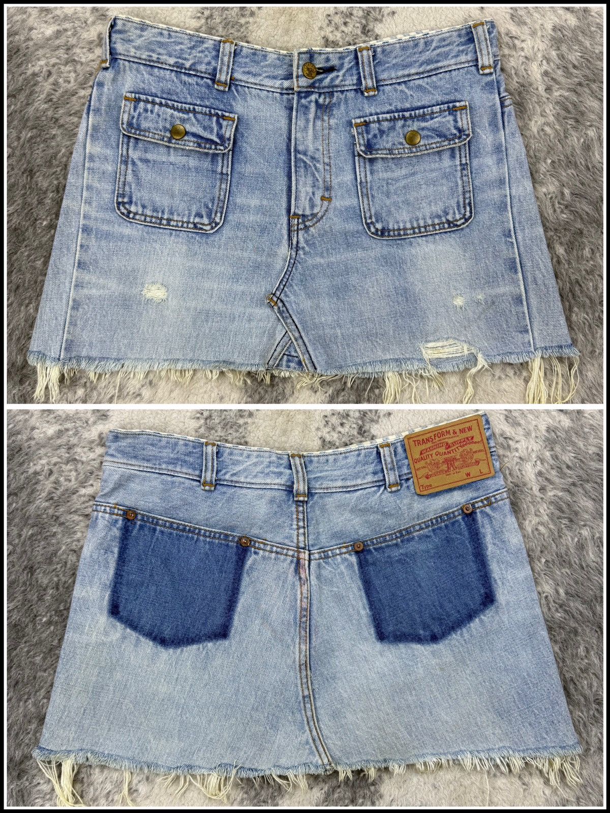 Beauty Beast × Japanese Brand × Vintage Vintage RNA Inc. Distressed Denim Skirt Size 30" / US 8 / IT 44 - 1 Thumbnail