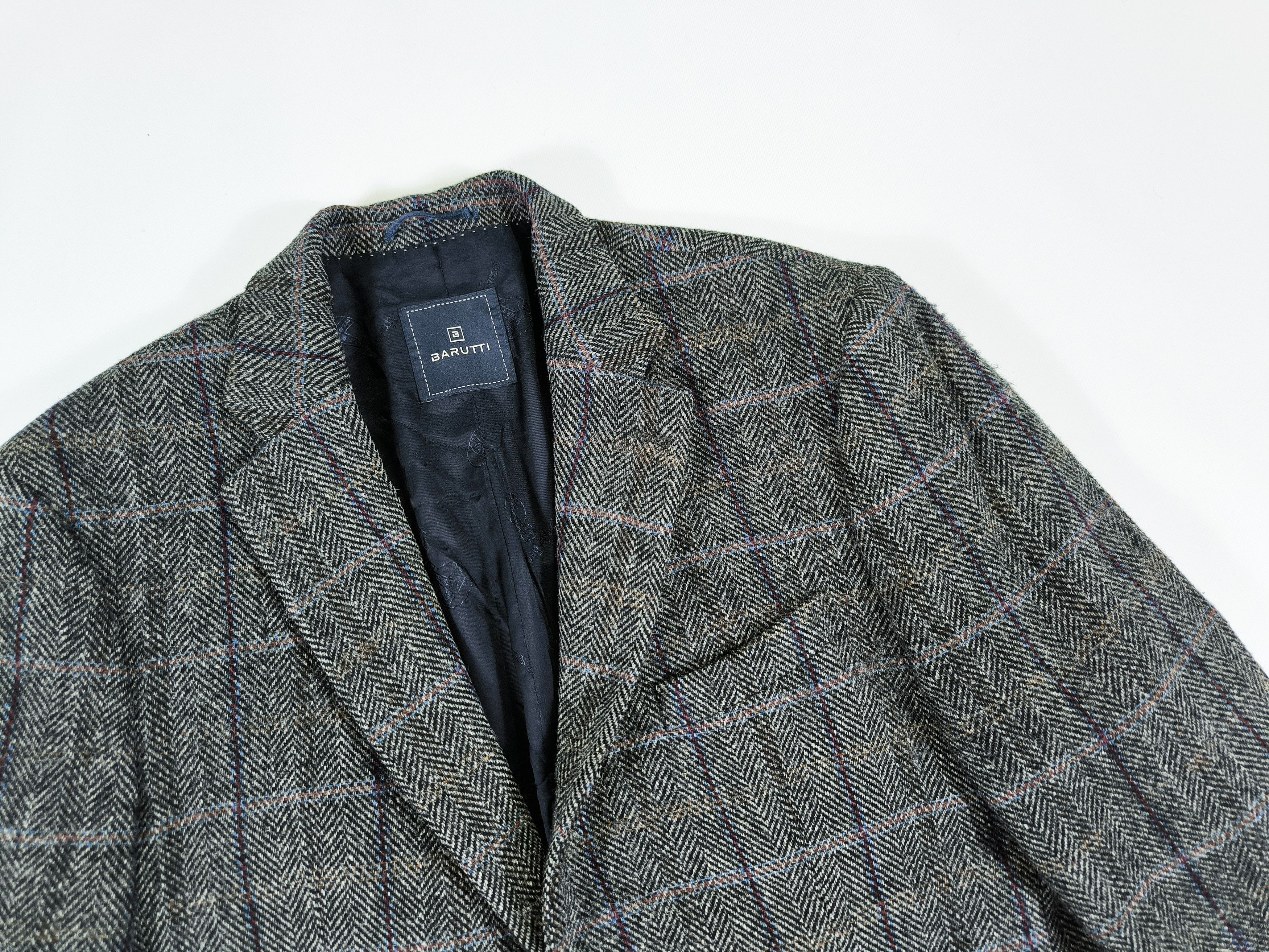 Harris Tweed Barutti Harris Tweed Elbow Patches Herringbone Wool Blazer Size 44R - 2 Thumbnail