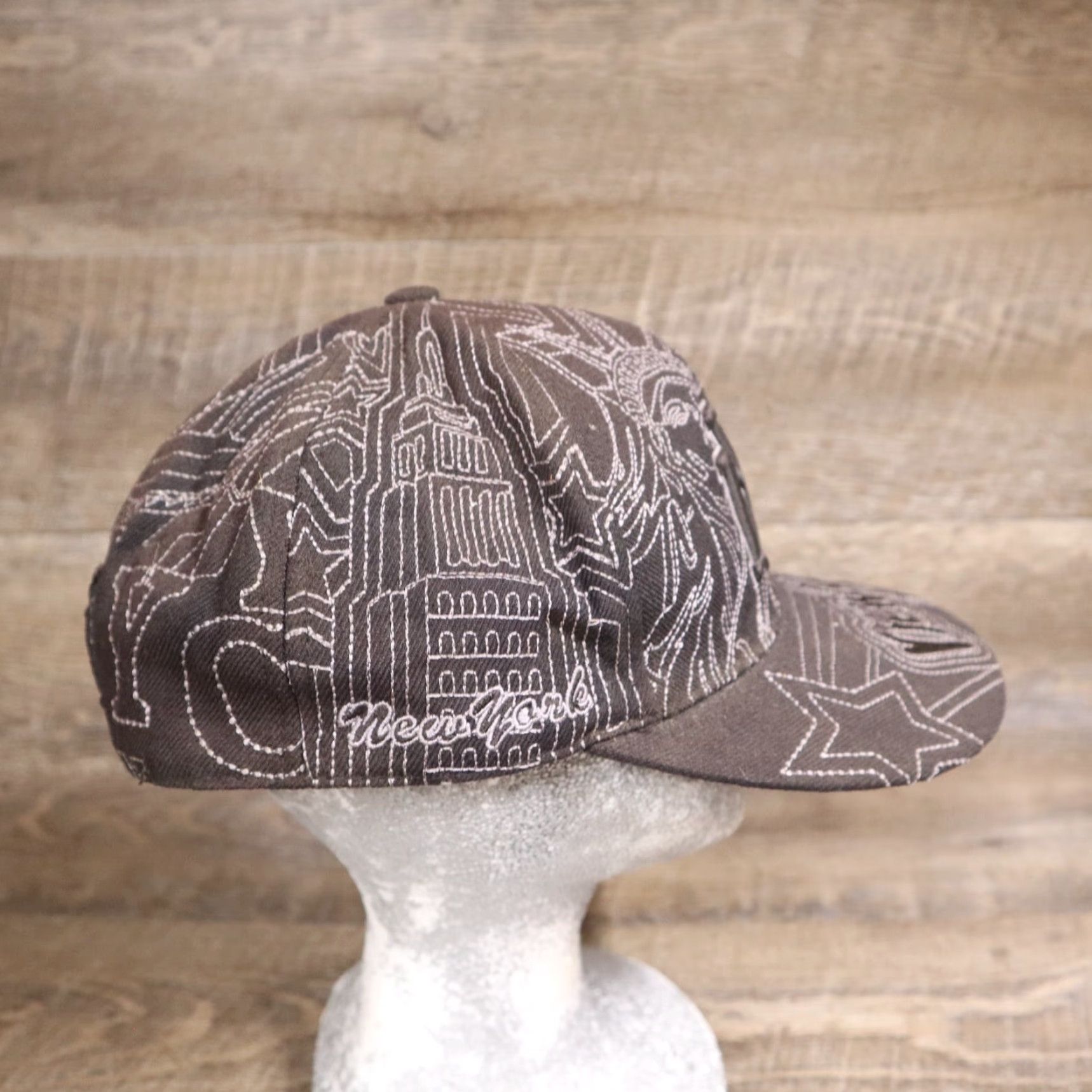 Vintage New York NY All Over Print Ball Cap Hat Embroidered Black Adult Adjustable -> N/A Size ONE SIZE - 4 Thumbnail
