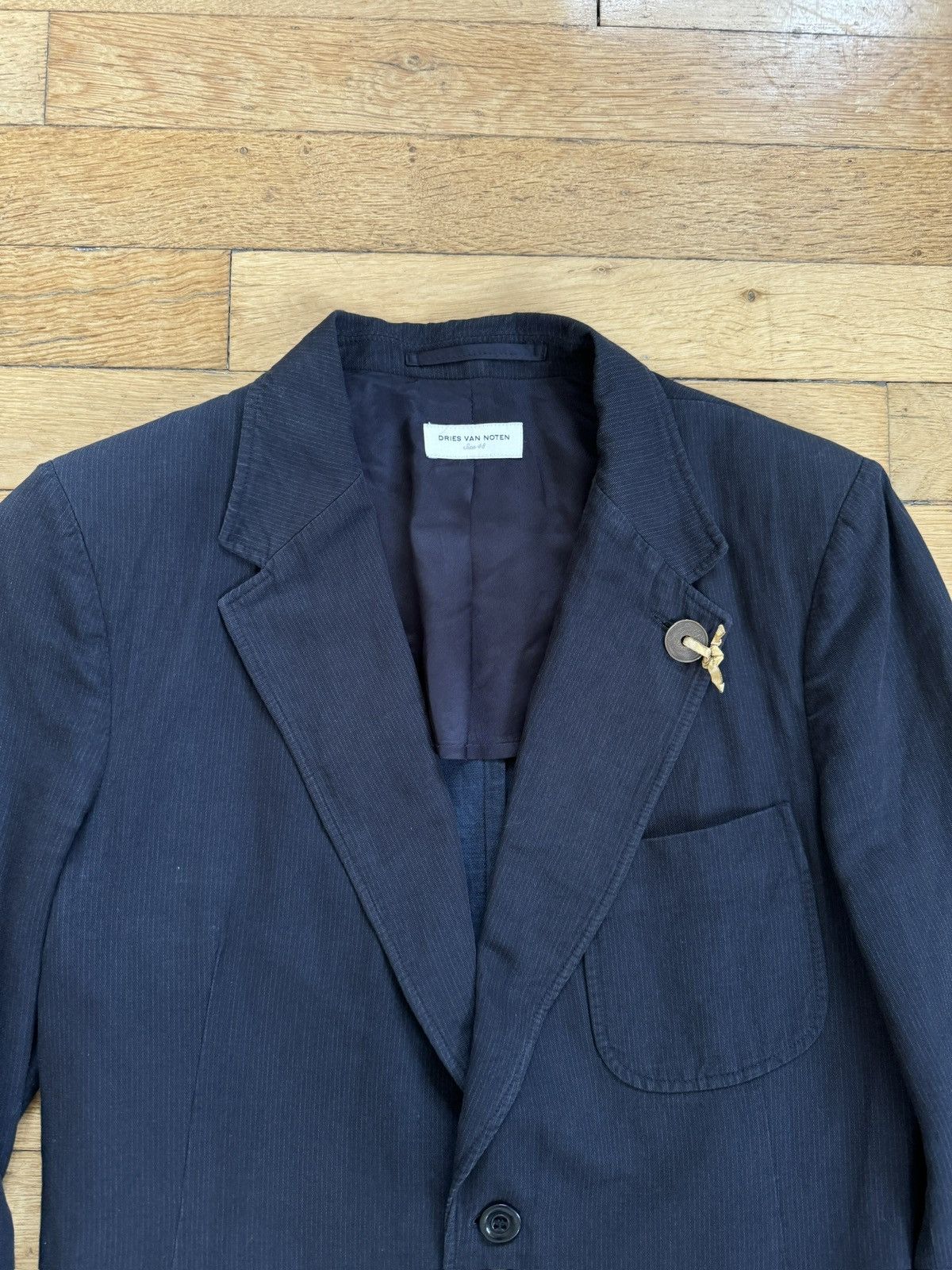 Dries Van Noten Dried Van Noten Navy Pinstriped Blazer Size 46L - 3 Thumbnail