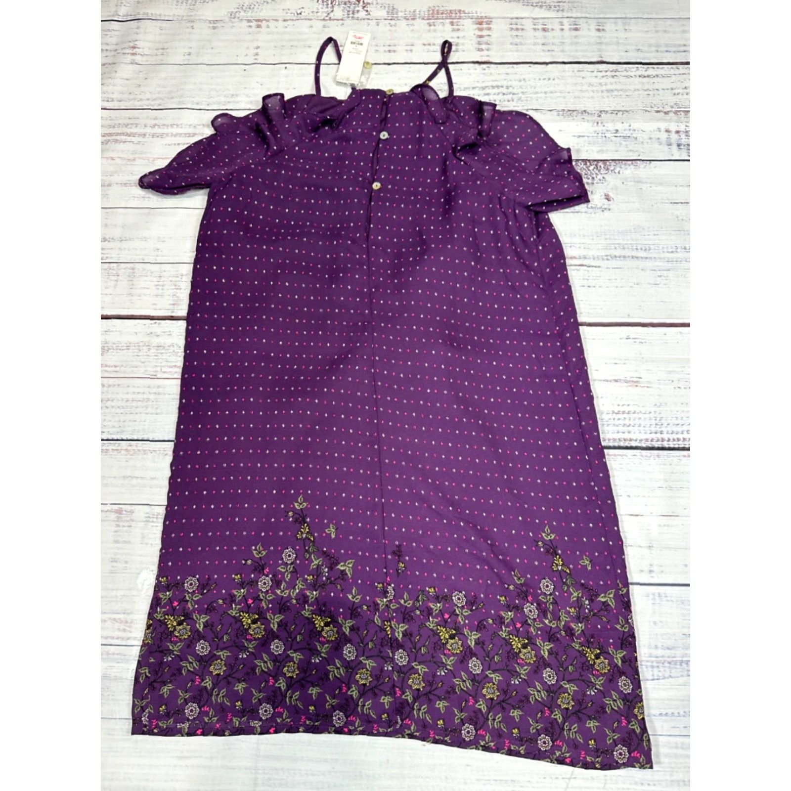 Vintage Francesca Blue Rain Purple Print Short Lined Polyester Shift Dress Sz S Women Size S / US 4 / IT 40 - 4 Thumbnail