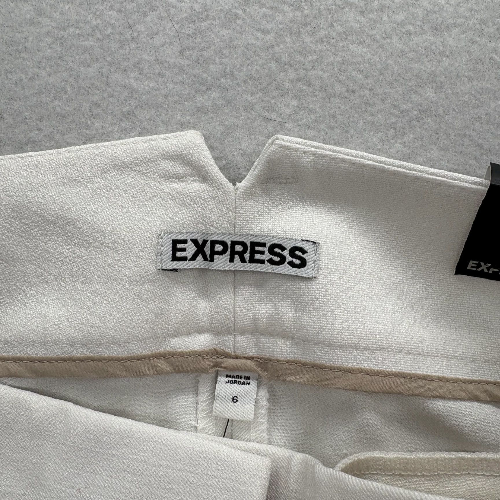 Express VINTAGE EXPRESS Crop Dress Pants Womens 6 White Straight Leg Twill Stretch NWT Size 28" / US 6 / IT 42 - 5 Thumbnail