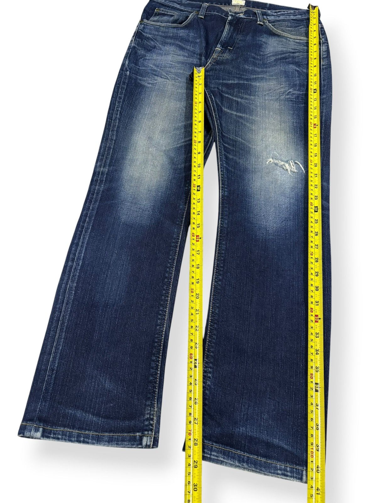Lee × Number (N)ine Vintage Lee 1O1 Whiskers Wash Slim Straight Distressed Jeans Size US 32 / EU 48 - 11 Thumbnail