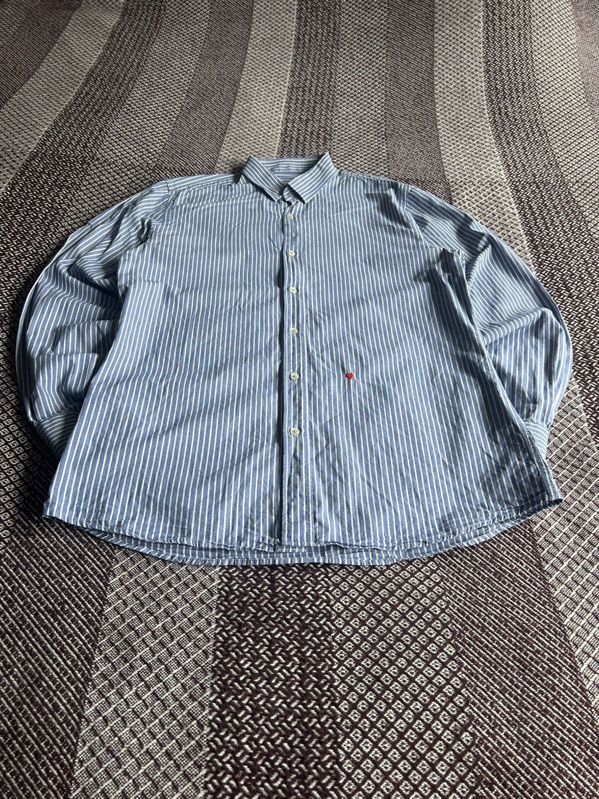 Vintage Moschino Striped Solid Shirt Blue Mens Size 40 Size US M / EU 48-50 / 2 - 3 Thumbnail