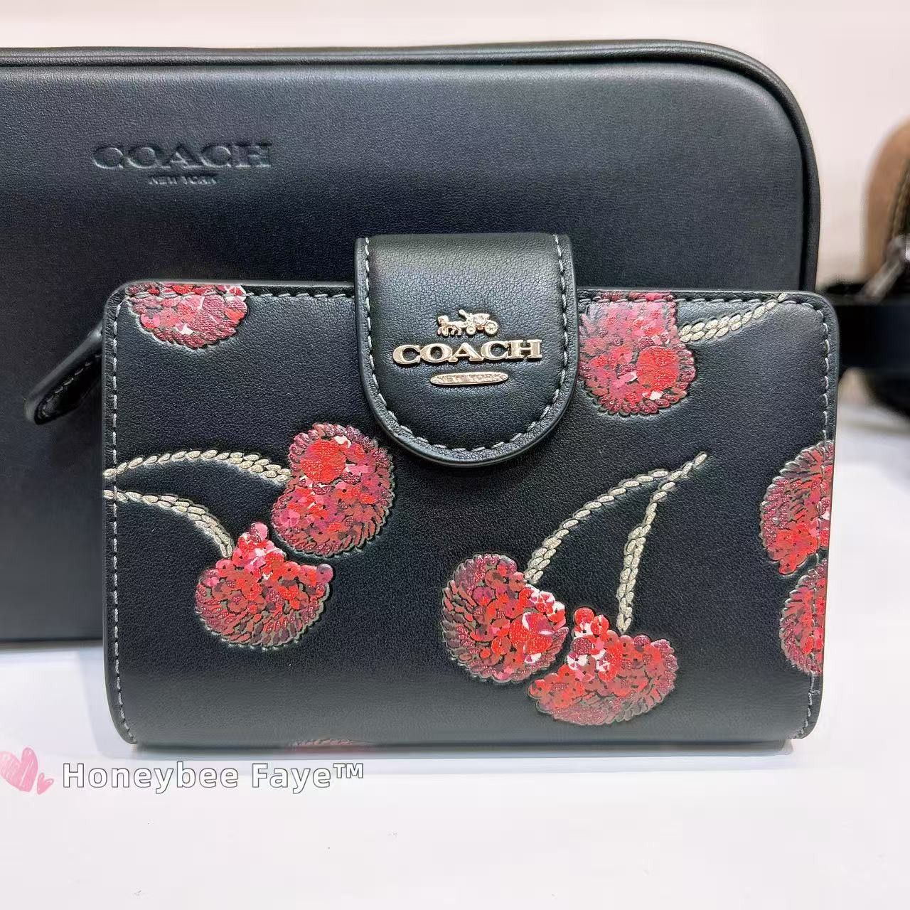 Coach NWT Coach Medium Corner Zip Wallet With Cherry Print CDF10 Size ONE SIZE - 1 Thumbnail