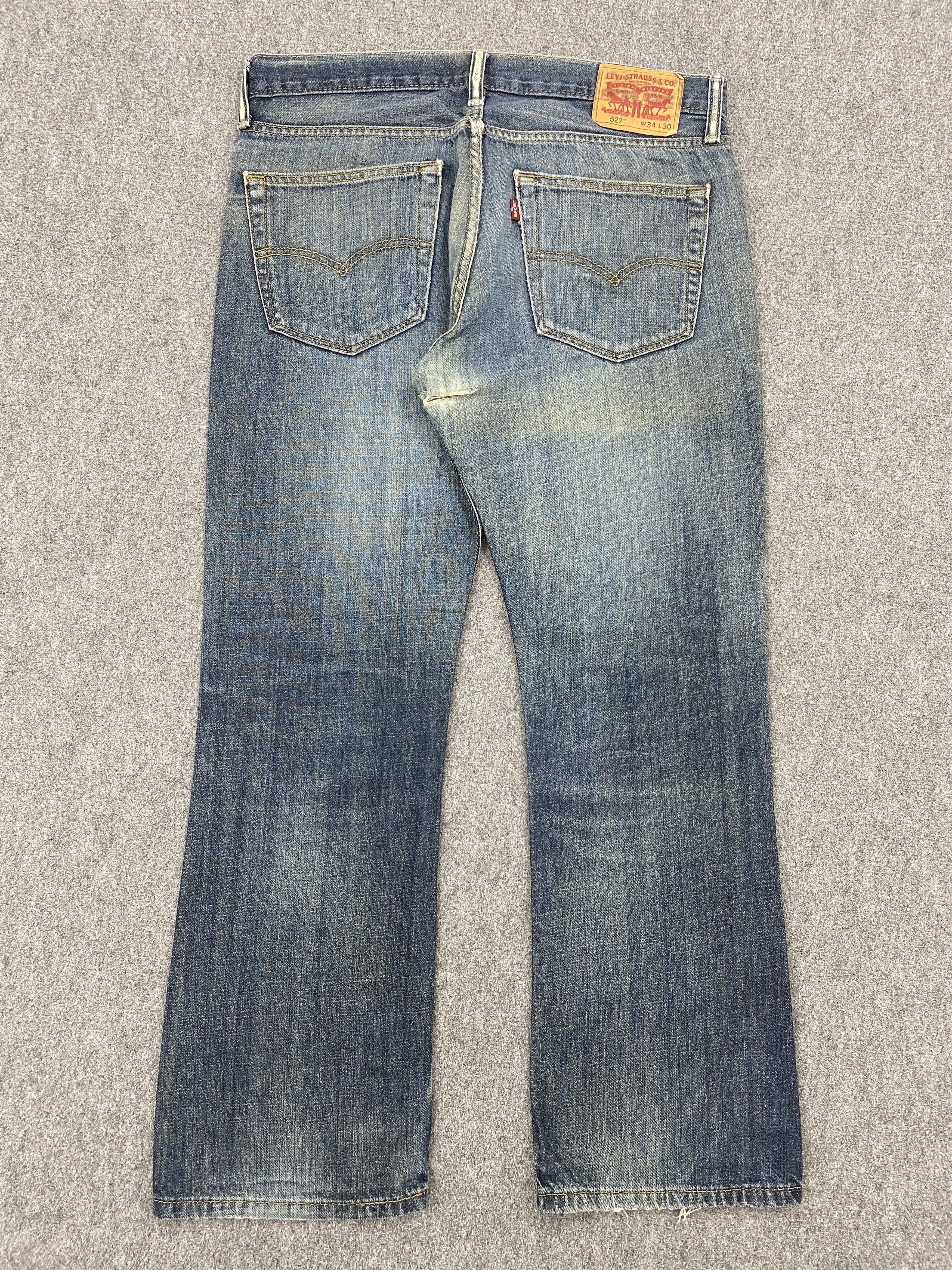 Levi's Vintage Distressed Levis 527 Flared Bootcut Blue Jeans S0045 Size US 35 - 3 Thumbnail