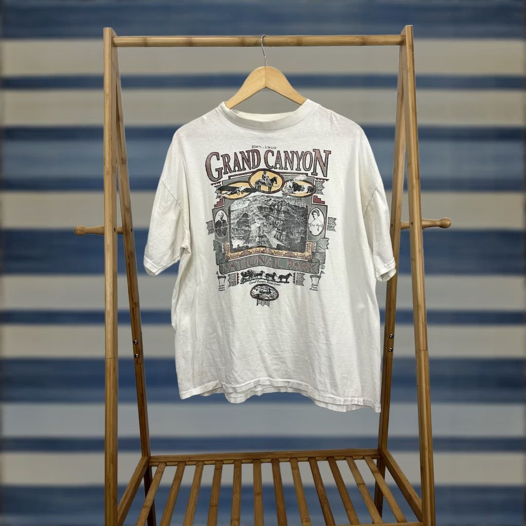 Vintage VTG Grand Canyon Distressed Worn Cotton Boxy T-Shirt XL Size White Men Size US XL / EU 56 / 4 - 1 Thumbnail