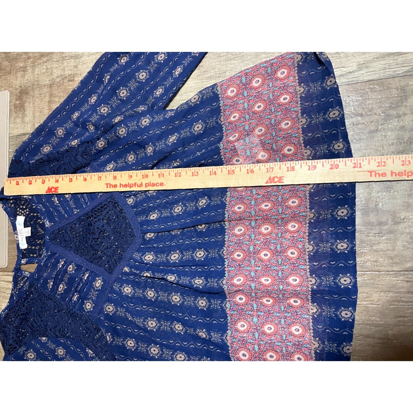 Vintage Love Fire Blouse Womens Small S Blue Floral Long Sleeve Sheer Light Weight Size S / US 4 / IT 40 - 4 Thumbnail