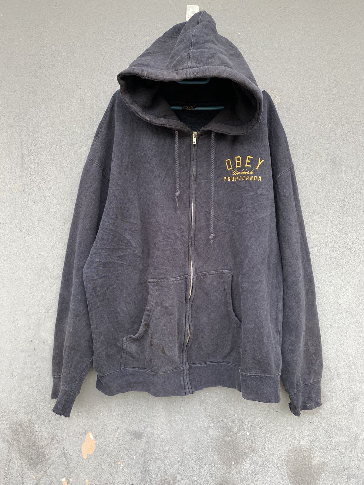Obey Distressed Thrashed Obey Propaganda Zipper Hoodie Size US L / EU 52-54 / 3 - 1 Thumbnail