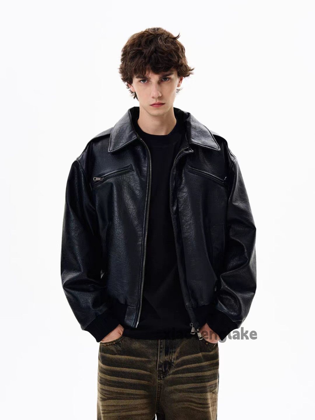 Vintage Utility punk yuppie pu bomber hiphop yuppie jacket Size US XL / EU 56 / 4 - 7 Thumbnail