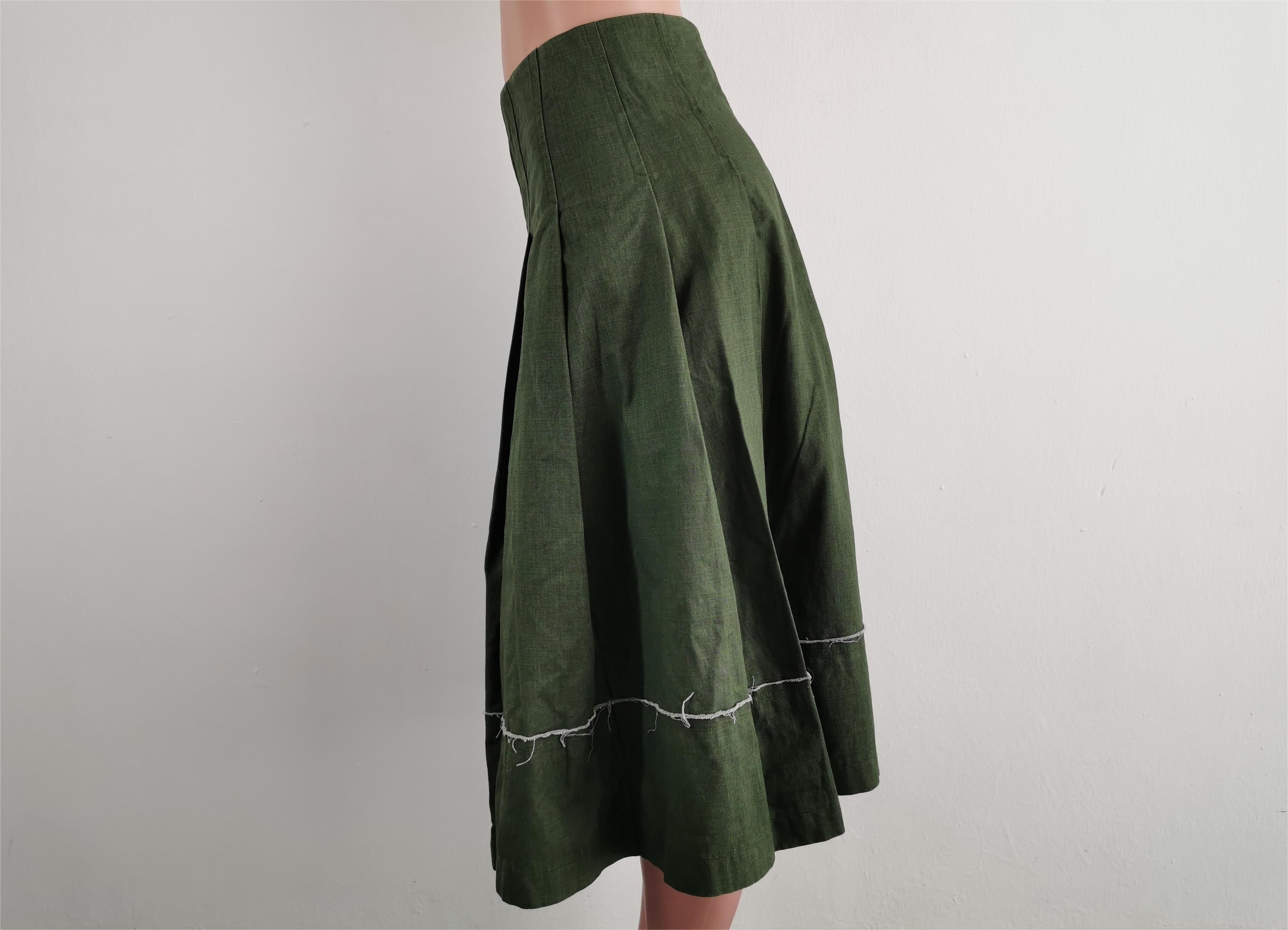 Comme des Garcons Vintage 90s Comme Des Garcons Bondage Green Denim Skirt Size 25" / US 0 / IT 36 - 3 Thumbnail