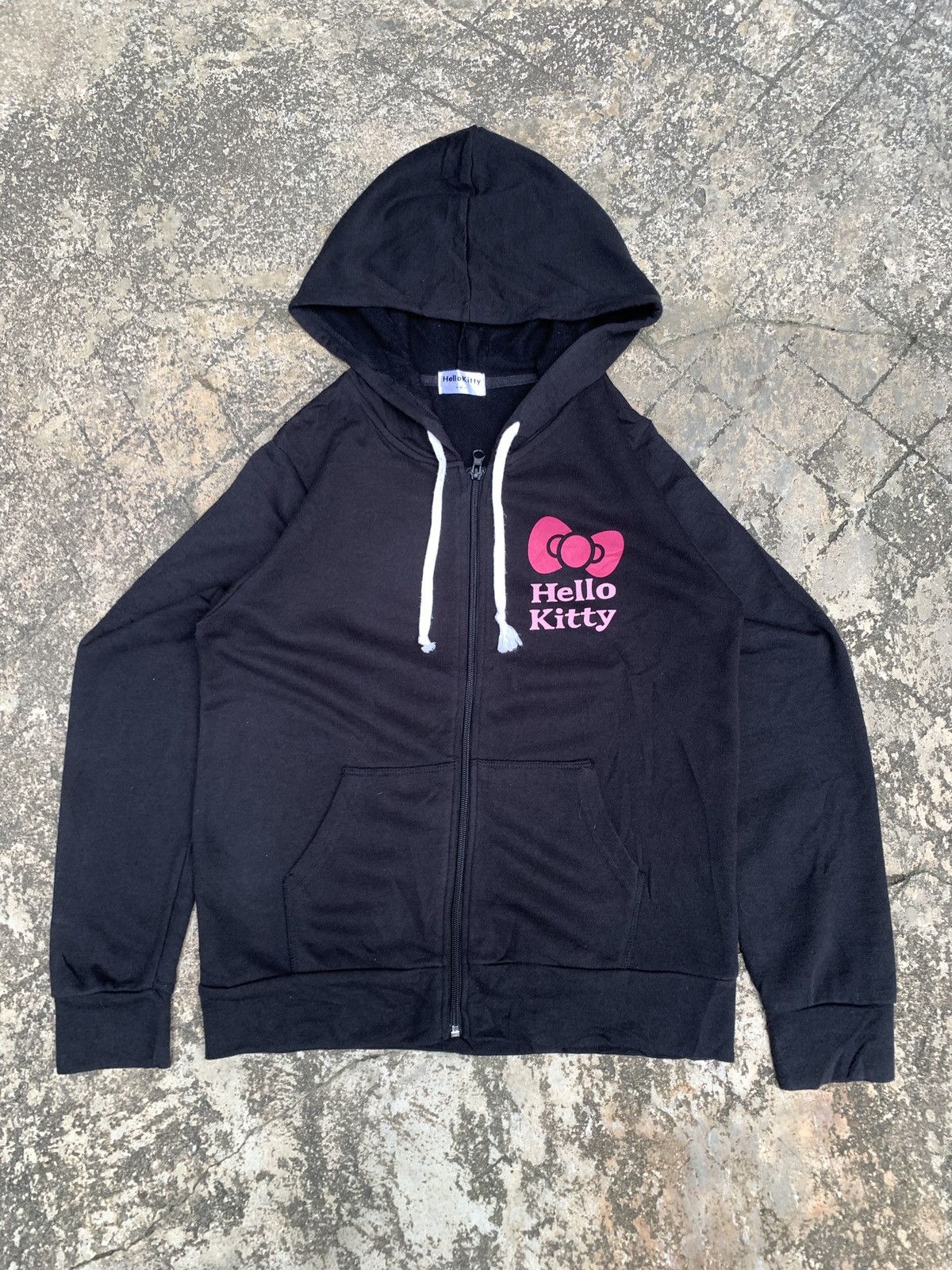 Anime × Cartoon Network × Japanese Brand y2k Hello Kitty Black Cute Pop Sillhoute Ribbon Logo Hoodie Size M / US 6-8 / IT 42-44 - 4 Thumbnail