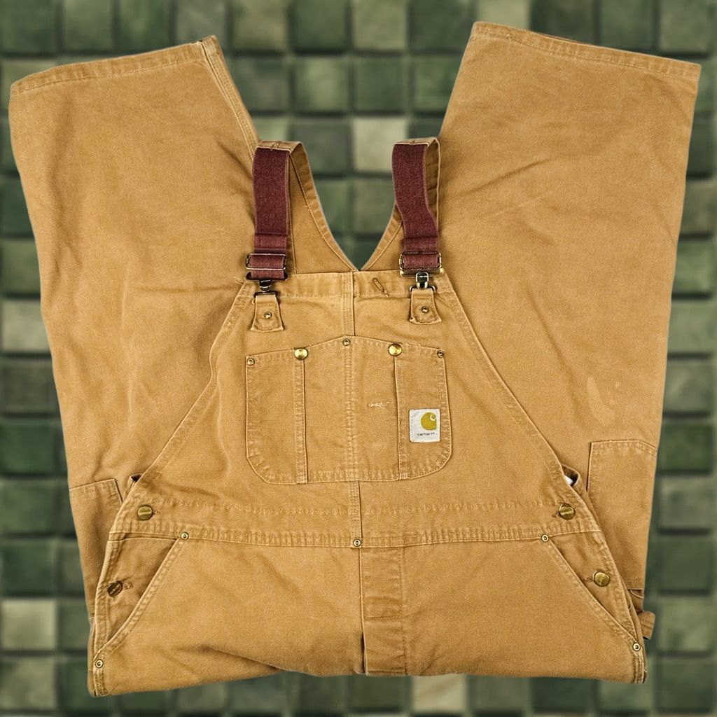 Carhartt VINTAGE Carhartt Union Made Double Knee Overalls USA Distressed Faded Workwear Brown 46 Mens Size US 30 / EU 46 - 1 Thumbnail