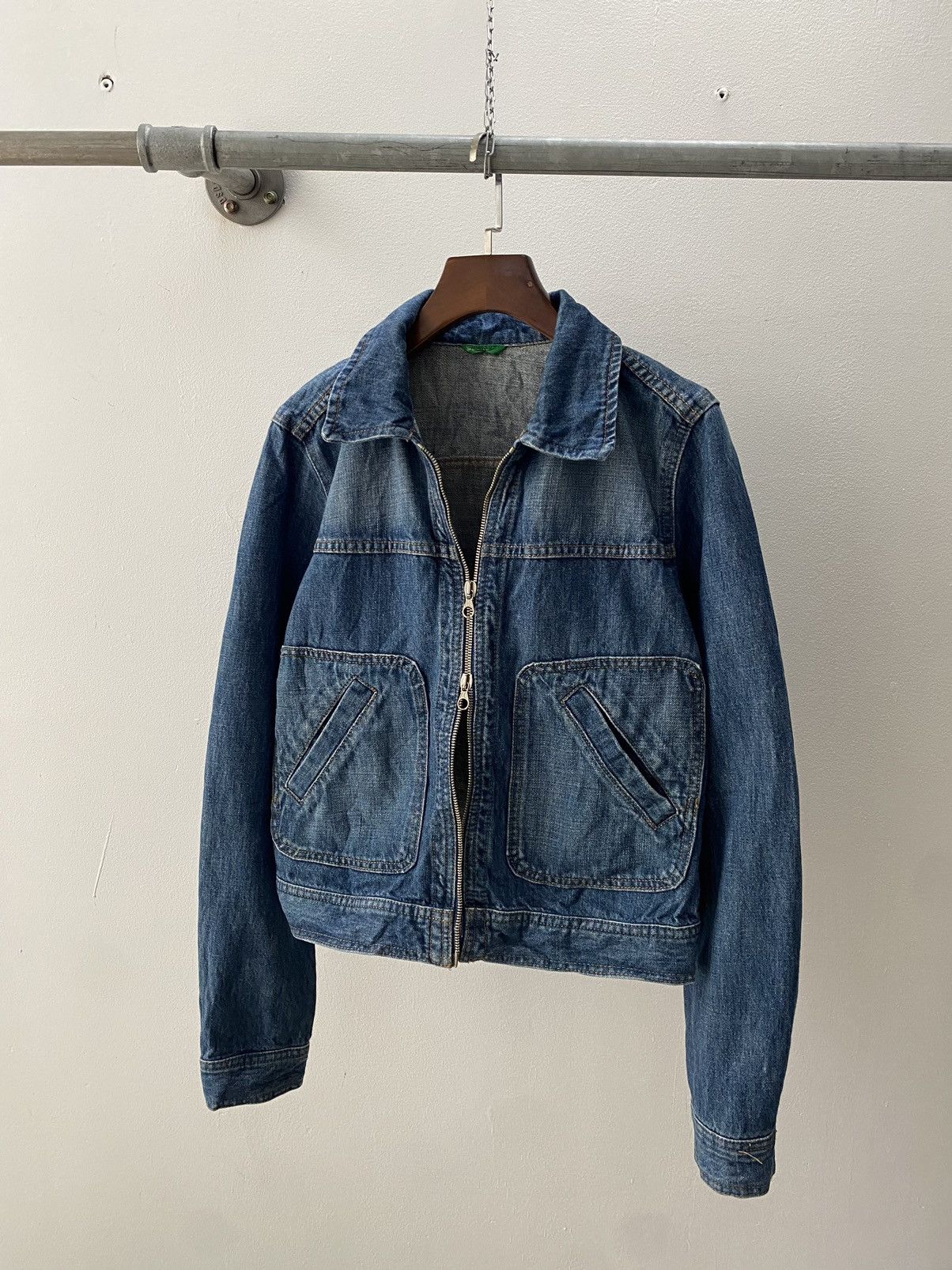 United Colors Of Benetton Benetton Double zip cropped denim jacket Size M / US 6-8 / IT 42-44 - 3 Thumbnail