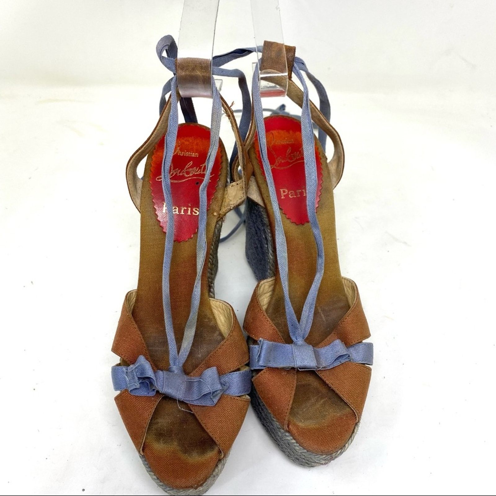 Christian Louboutin Christian Louboutin blue espadrille wedge gladiator sandals Size US 5 / IT 35 - 7 Thumbnail