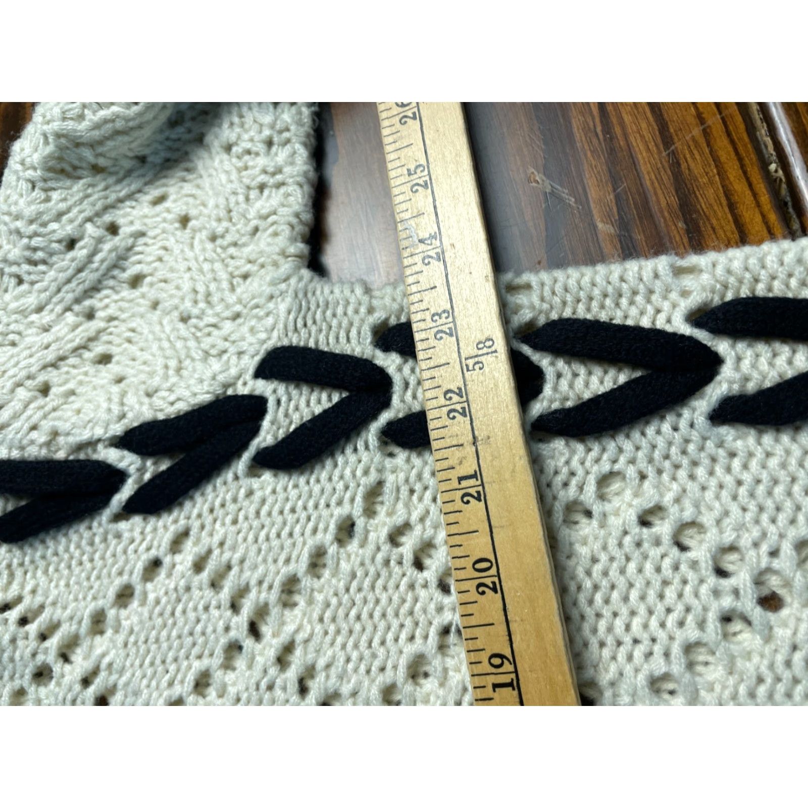 Vintage Retrod Sweater Women's Cream Black Size Small Petite Cable Knitted Ribbed Edges Size S / US 4 / IT 40 - 8 Thumbnail