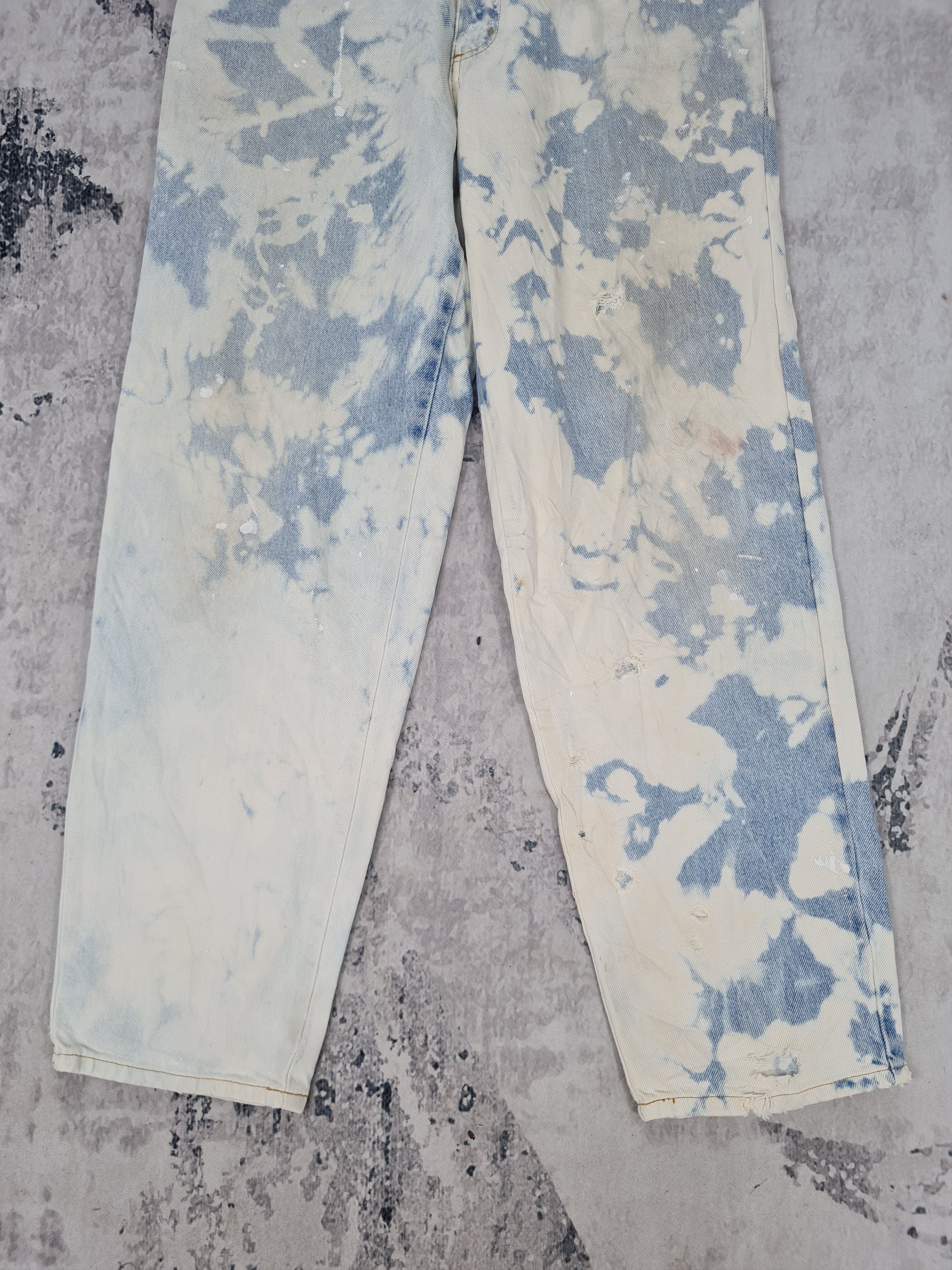 Japanese Brand BADGE DENIM Acid Wash Faded Ripped Jeans Size 32x30 JB0148 Size US 32 / EU 48 - 3 Thumbnail
