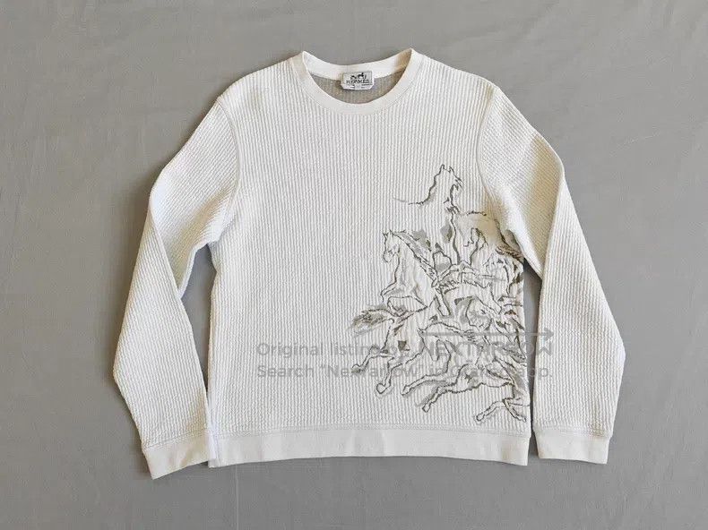 Hermes Hermes Polo shirt sweatshirt, white, galloping horses, hor Size US L / EU 52-54 / 3 - 1 Thumbnail